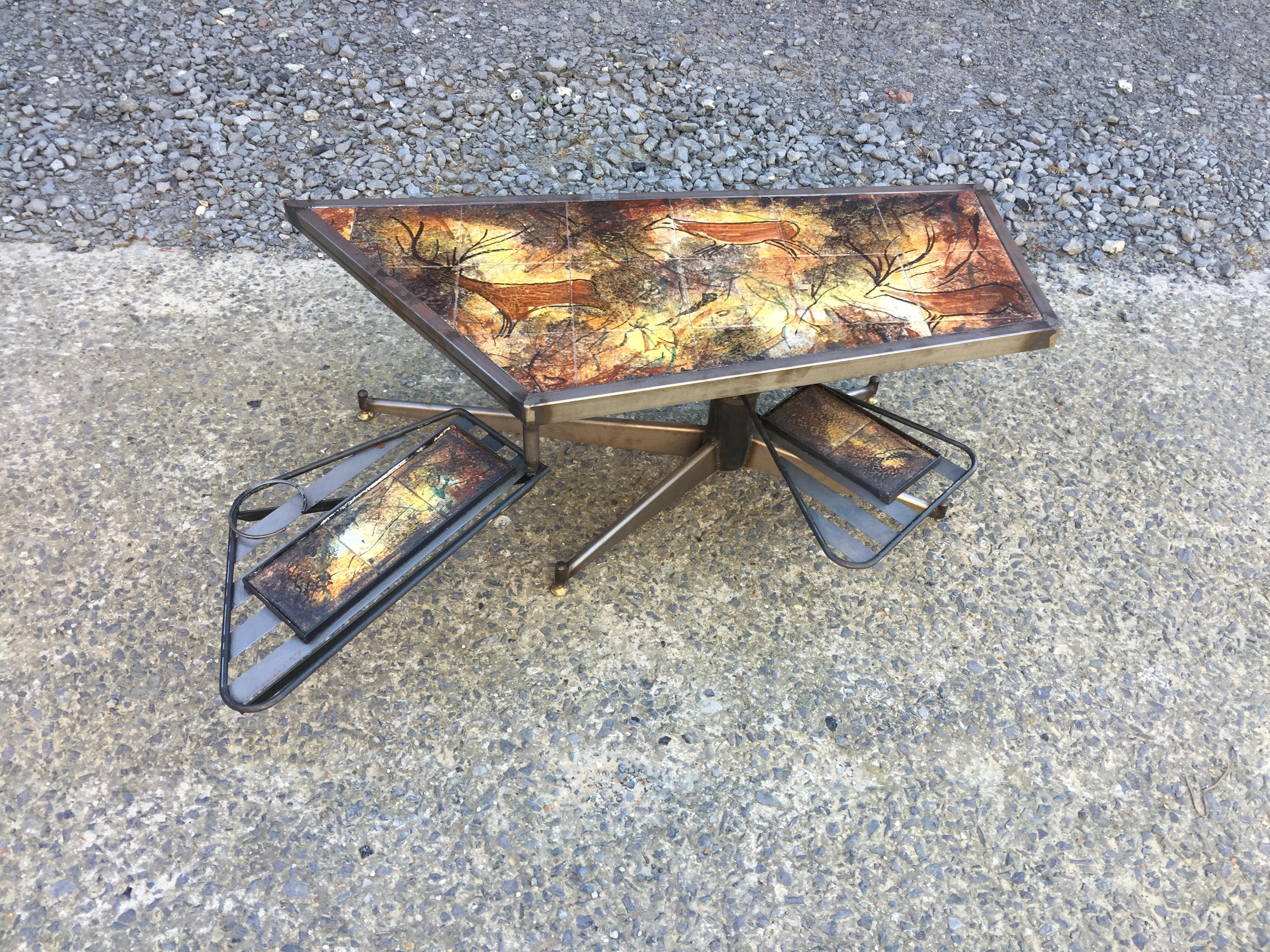 Mid-Century Modern Coffee Table with System, circa 1950 For Sale