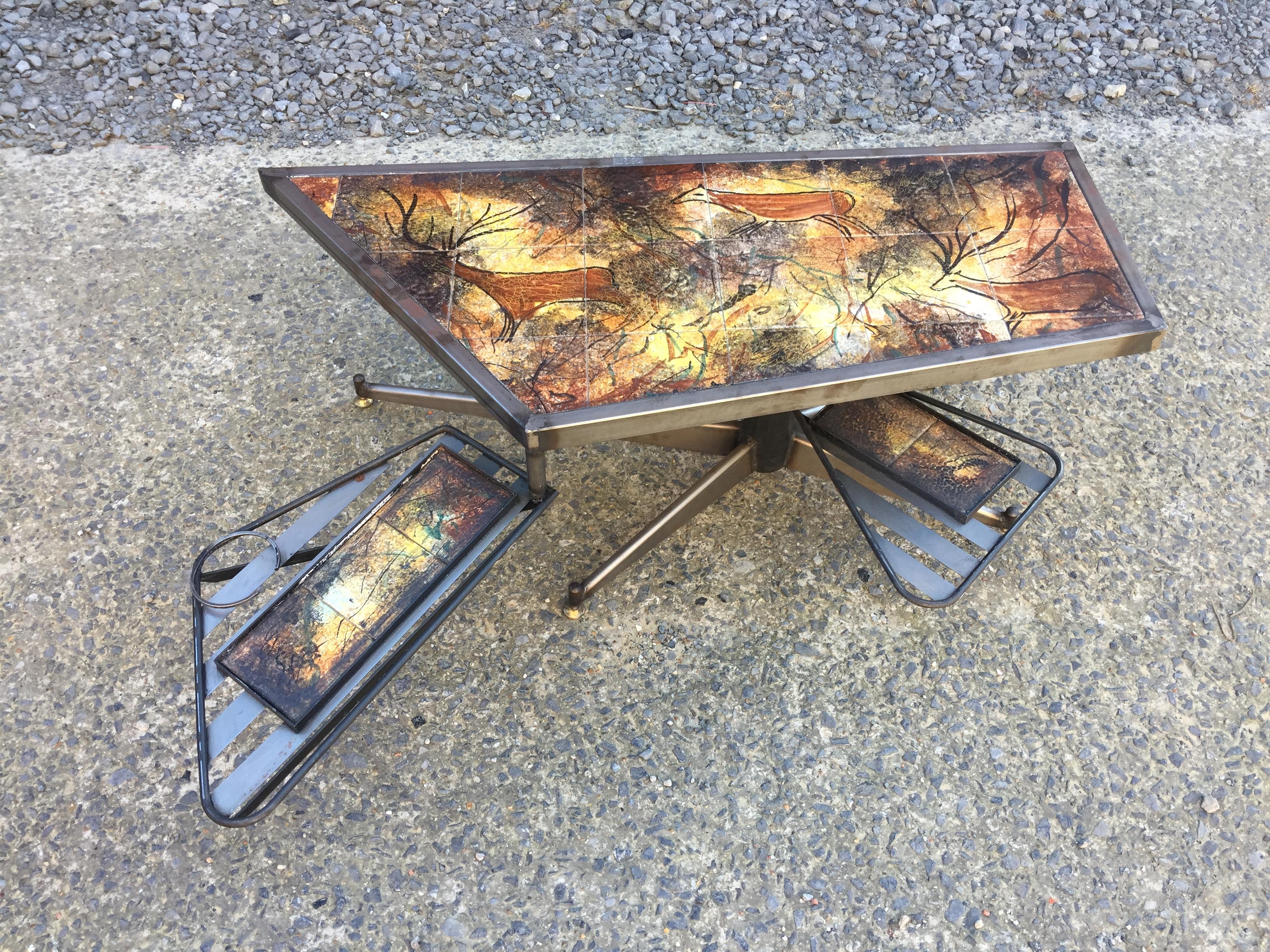 Mid-20th Century Coffee Table with System, circa 1950 For Sale