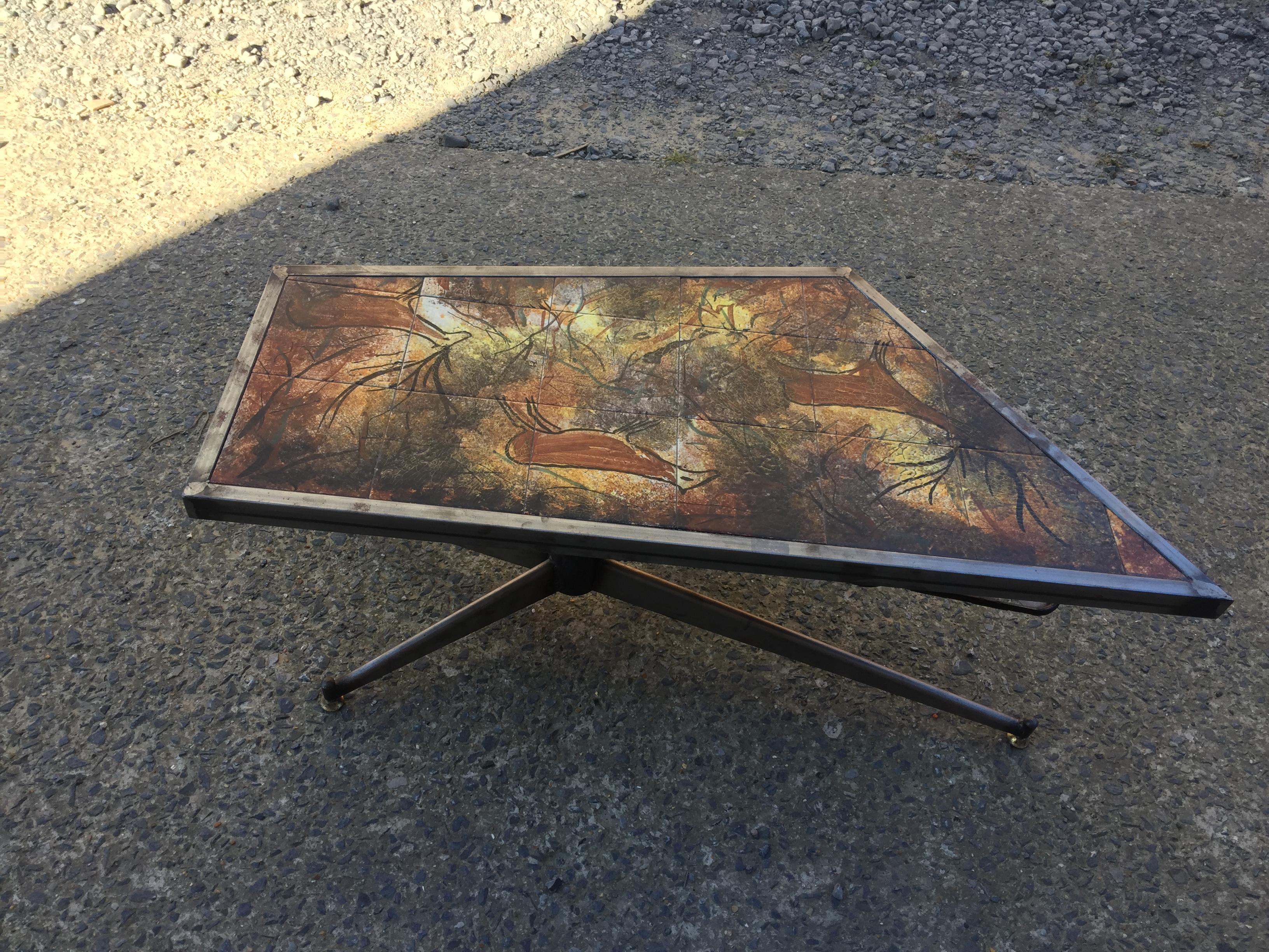 Coffee Table with System, circa 1950 For Sale 1