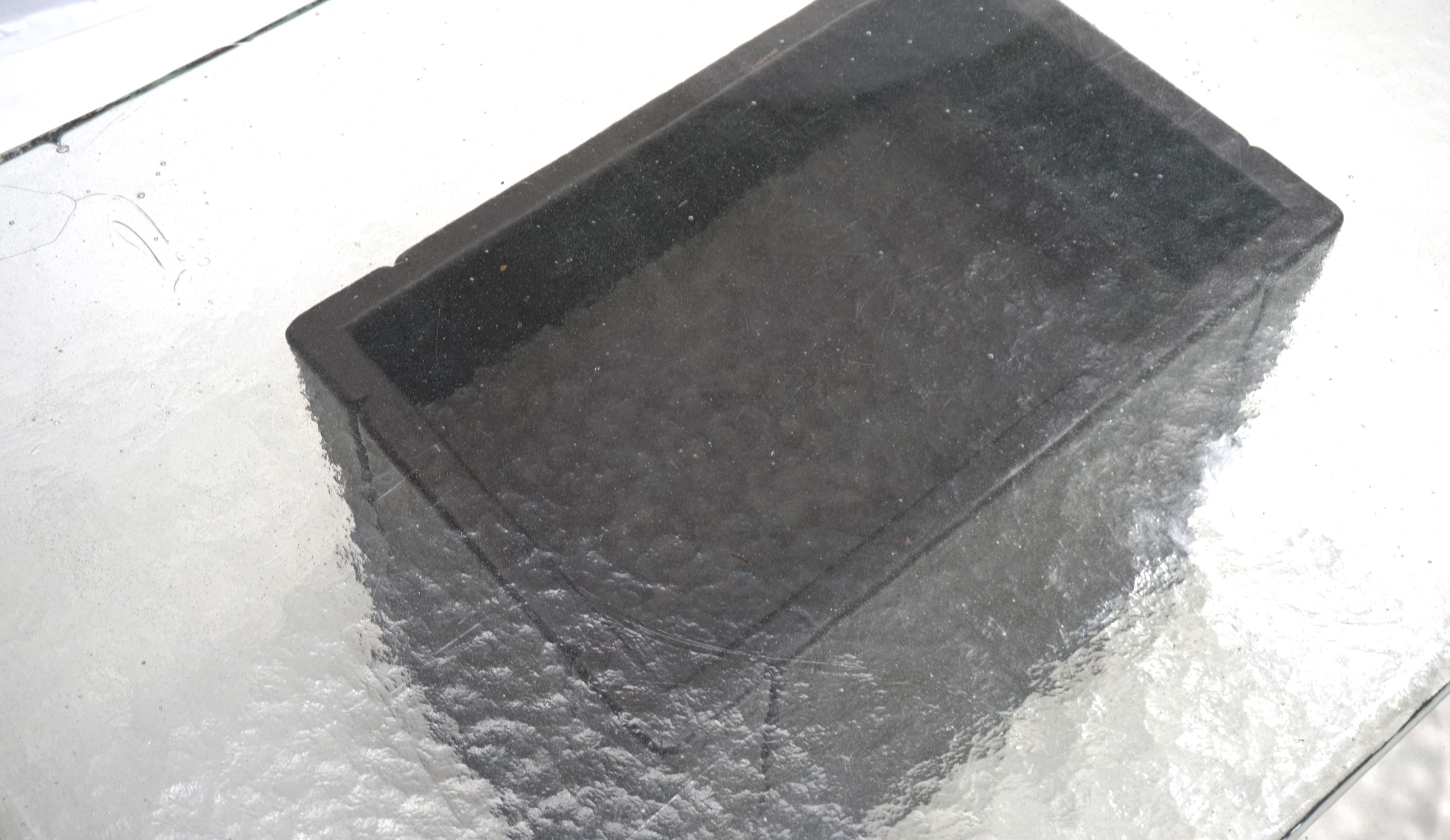 Coffee table with thick ice glass top, 1970 For Sale 1