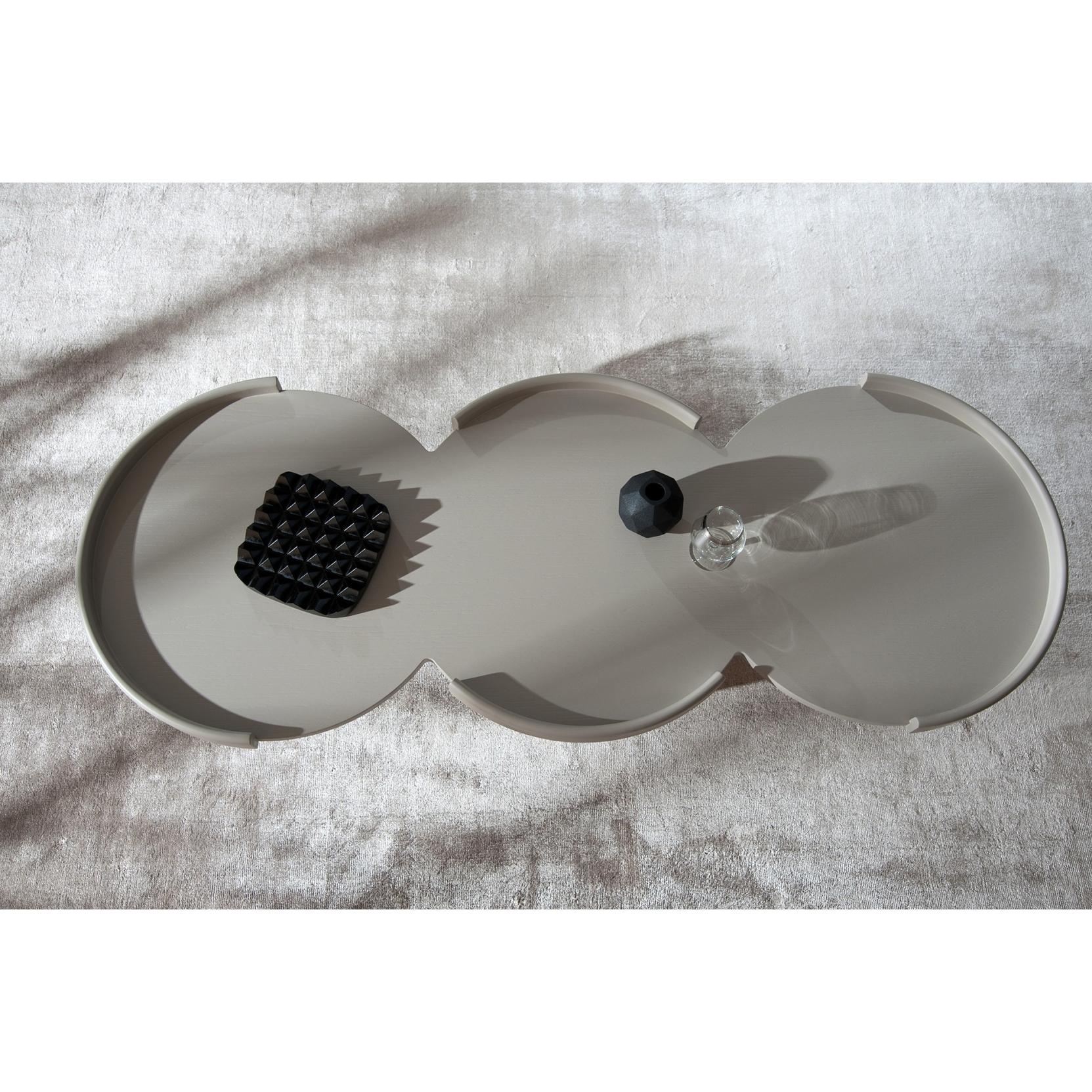 Modern Coffee Table With Three Connected Round Tops In Sea Blue Lacquer For Sale
