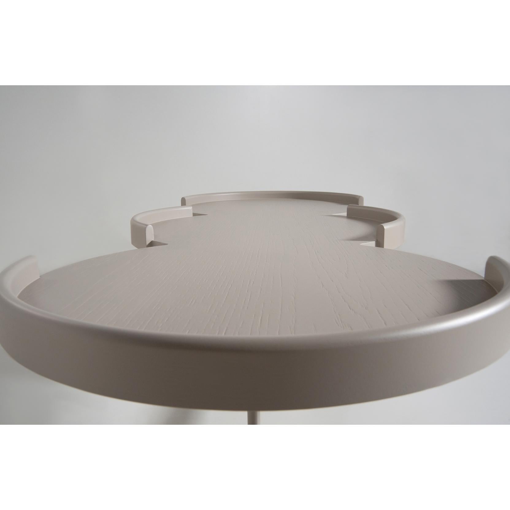 Hand-Crafted Coffee Table With Three Connected Round Tops In Sea Blue Lacquer For Sale