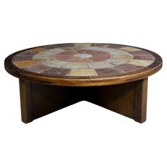 Vintage Coffee Table with Tile Inlay