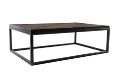 Coffee Table with Top Crafted from Reclaimed Oak and Ebony Patina Steel Base