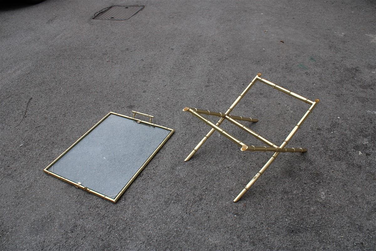 Coffee Table with Tray in Bamboo Cane Gilded Brass Design, 1970, Maison Jansen For Sale 3