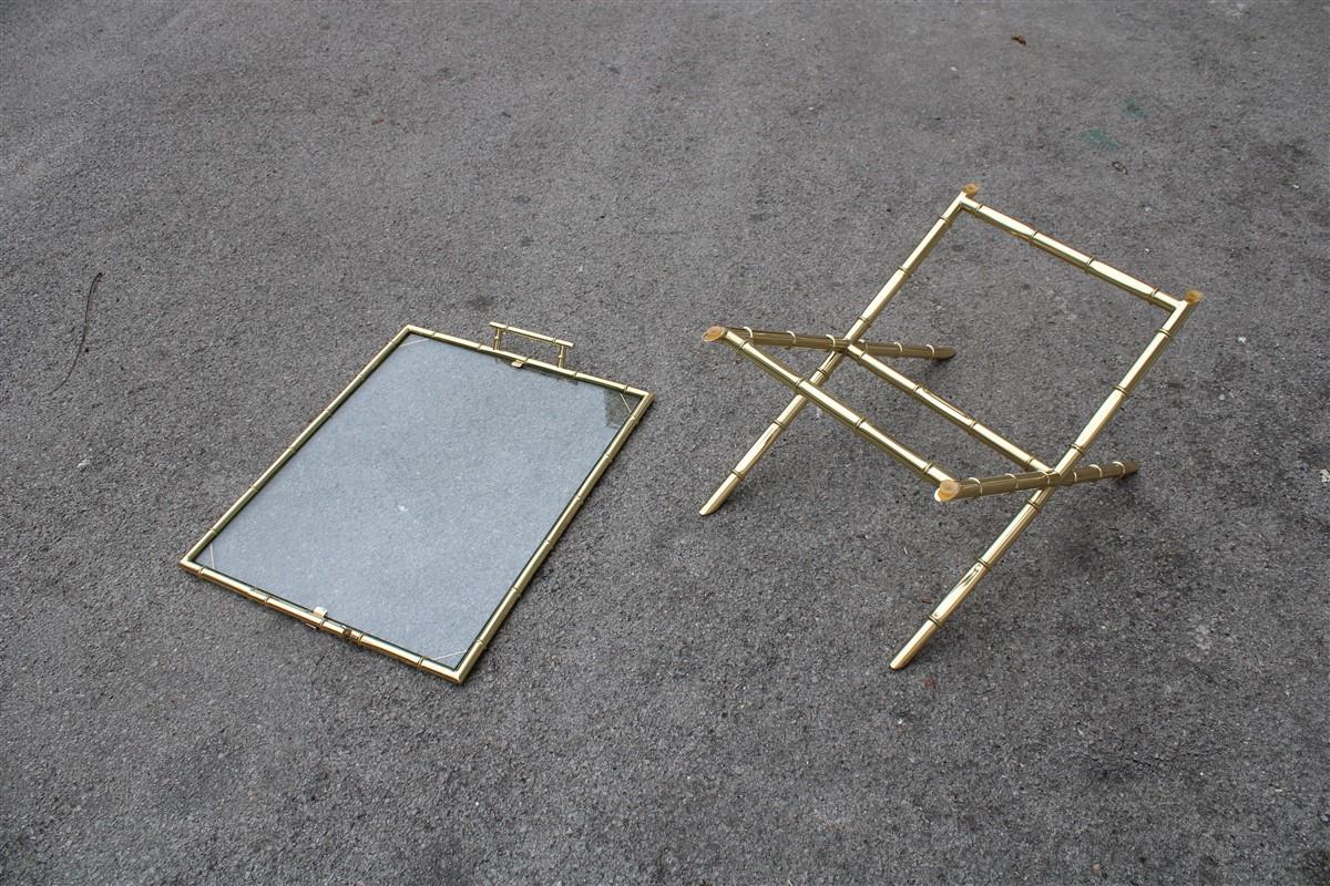 Coffee Table with Tray in Bamboo Cane Gilded Brass Design, 1970, Maison Jansen For Sale 4