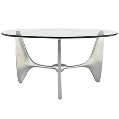 Coffee Table with Tripod Aluminium Frame and Loose Glass Tabletop