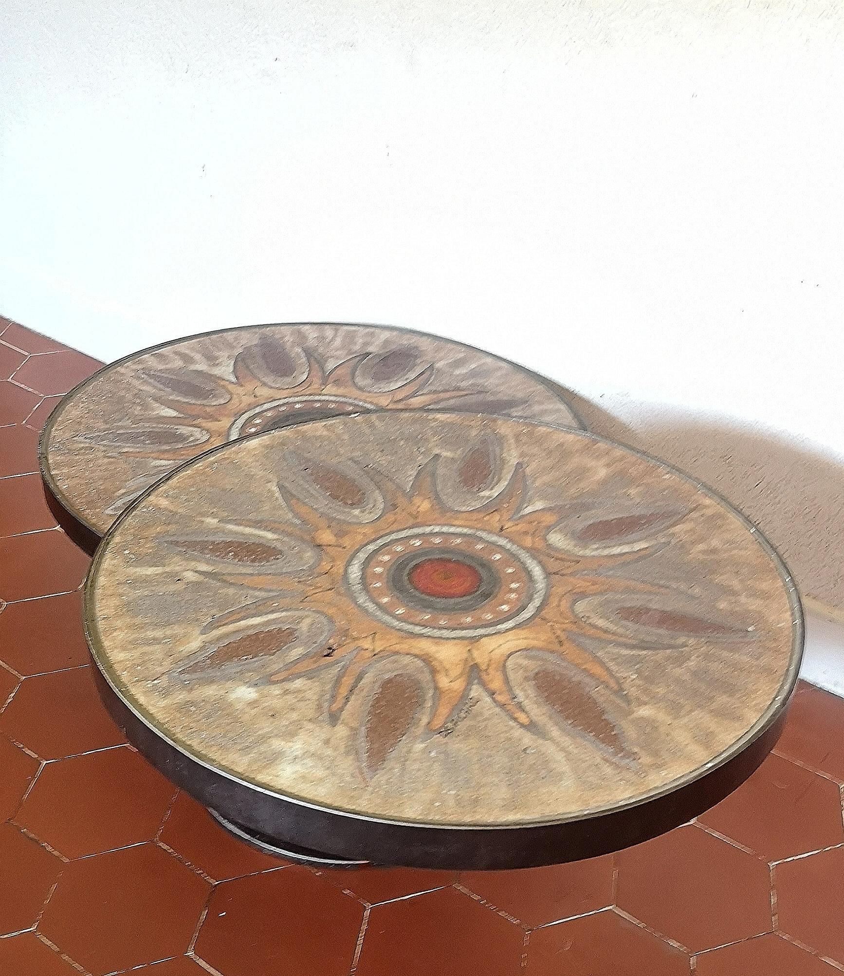 Coffee Table with Two Levels in Lava Stone Signed Dominque Monsan Picard In Excellent Condition For Sale In TARBES, FR