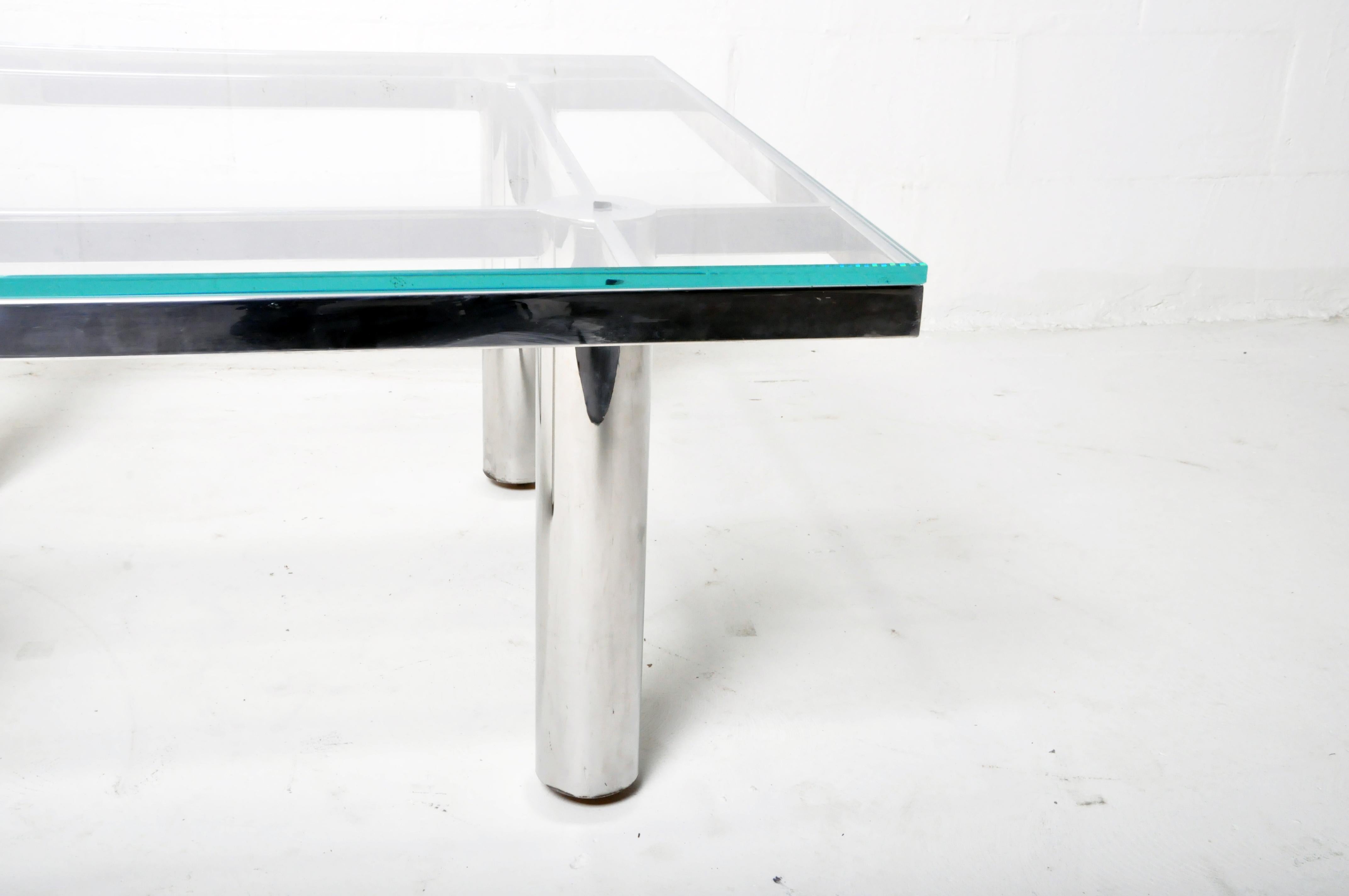 Coffee Table with Vintage Chrome Legs and New Glass Top 6