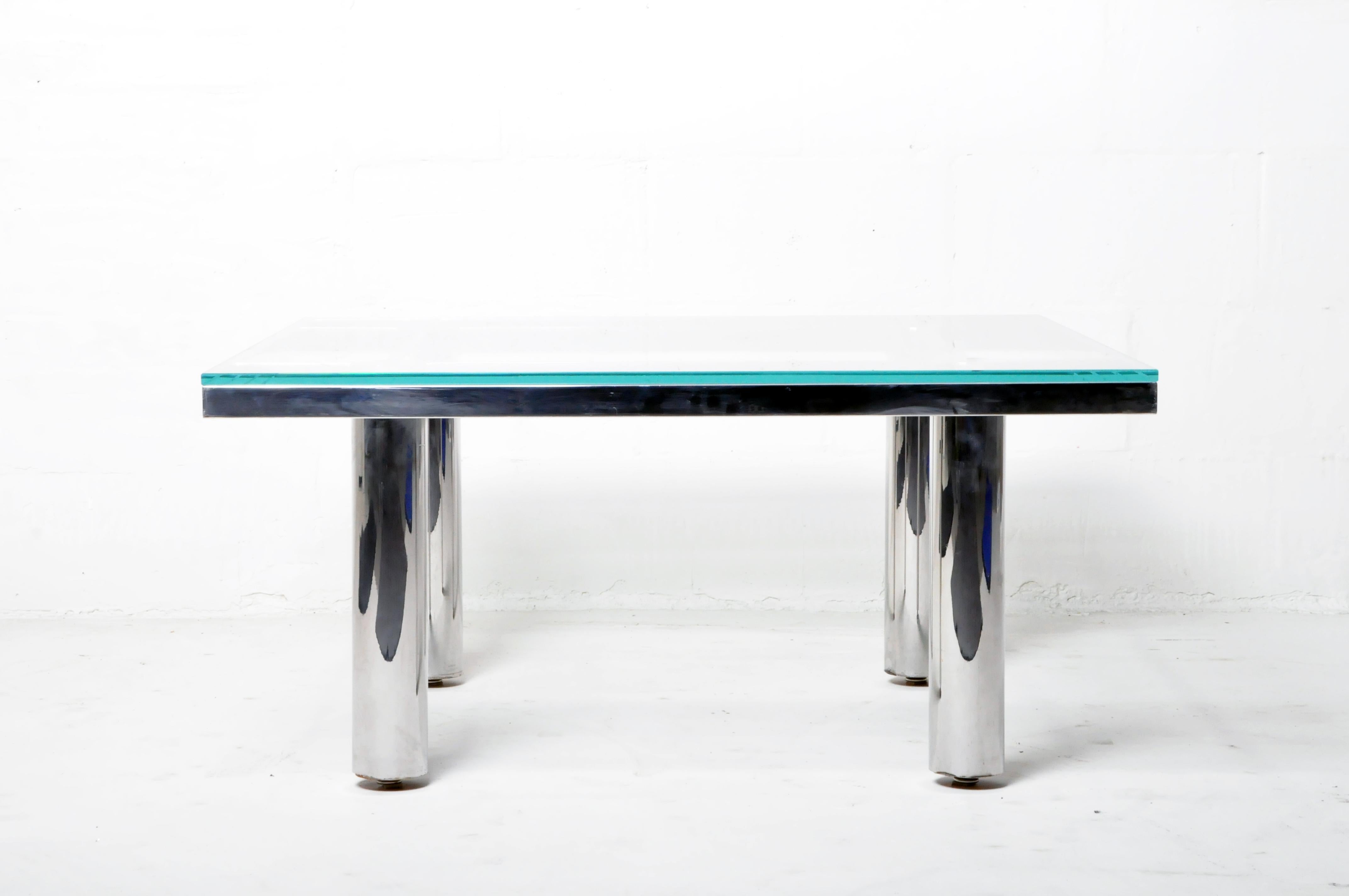 Coffee Table with Vintage Chrome Legs and New Glass Top 11