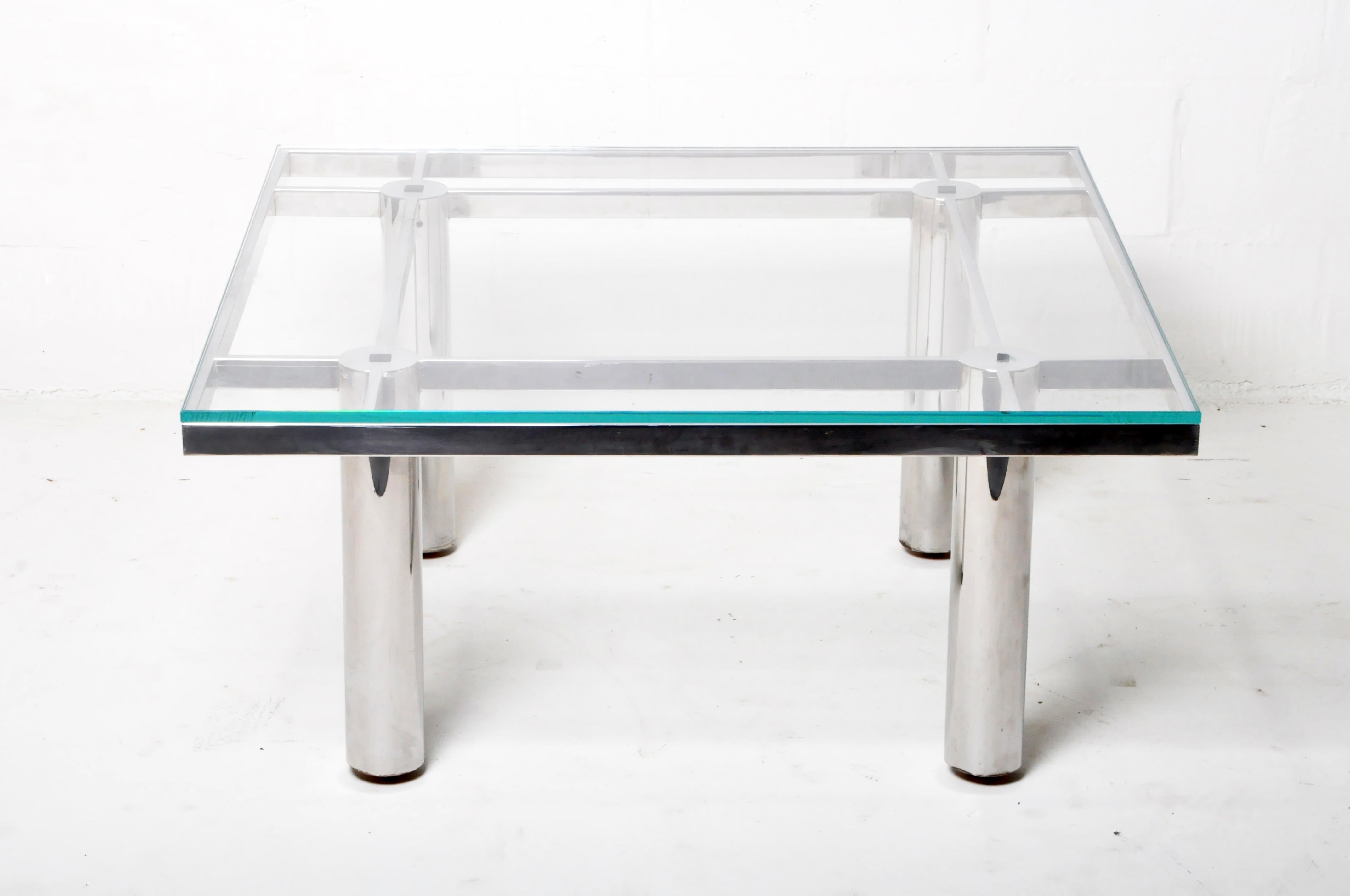 Coffee Table with Vintage Chrome Legs and New Glass Top 12