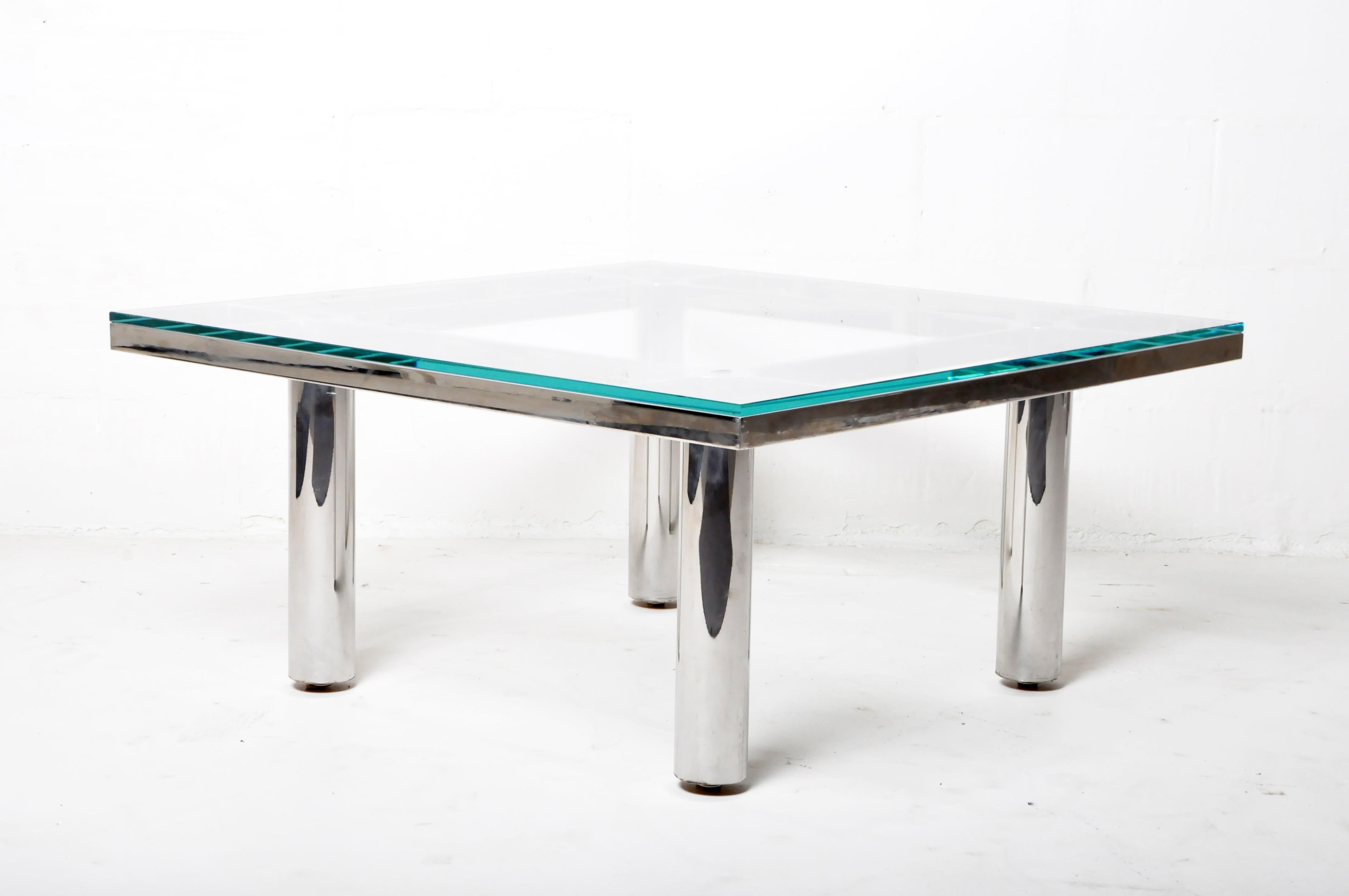 glass coffee table with chrome legs