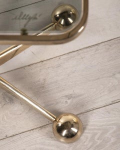 Coffee Table with Vintage Wheels from the 1980s Golden and Chrome Italian Design