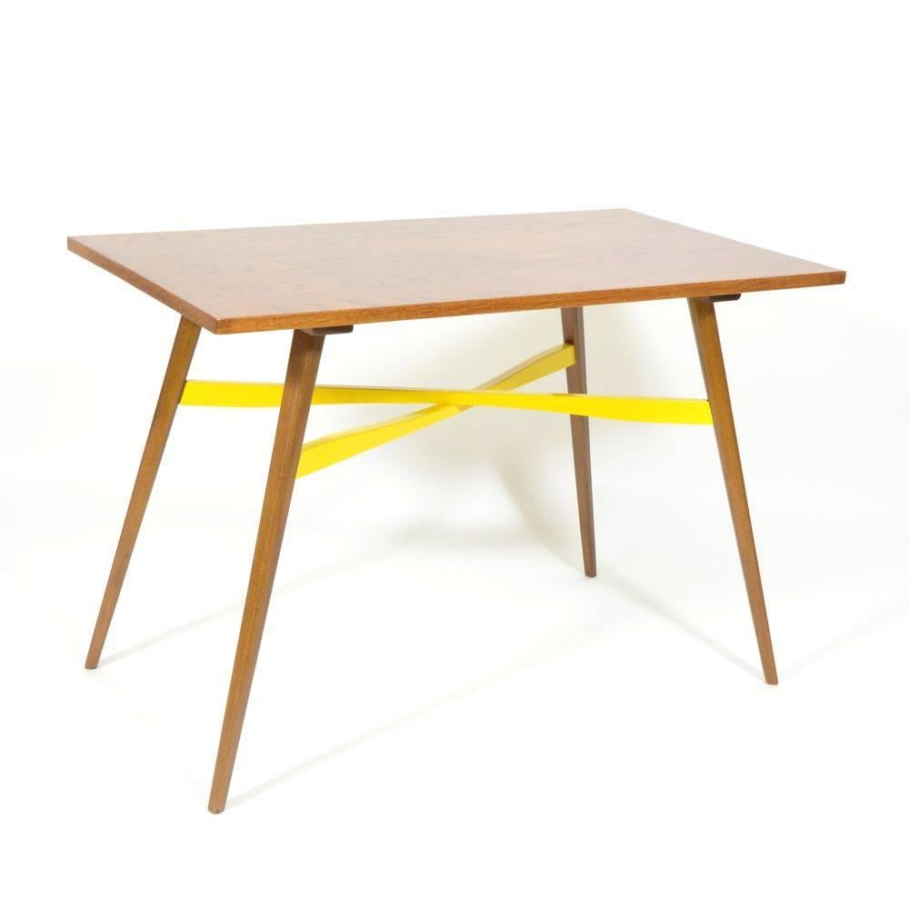 Scandinavian Modern Coffee Table with Yellow Accent, 1970s For Sale