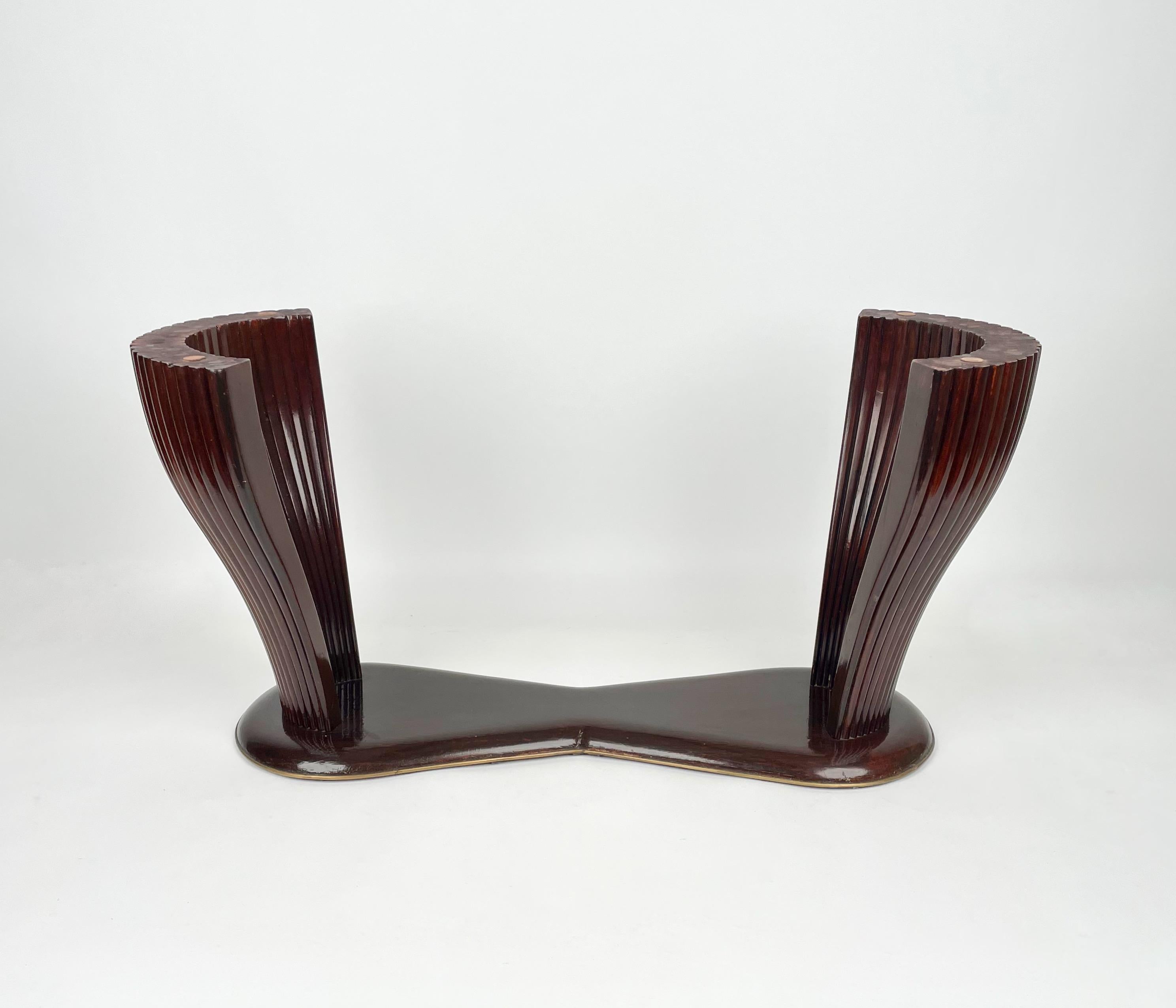Coffee Table Wood and Glass Vittorio Dassi & Santambrogio & De Berti Italy 1950s For Sale 5