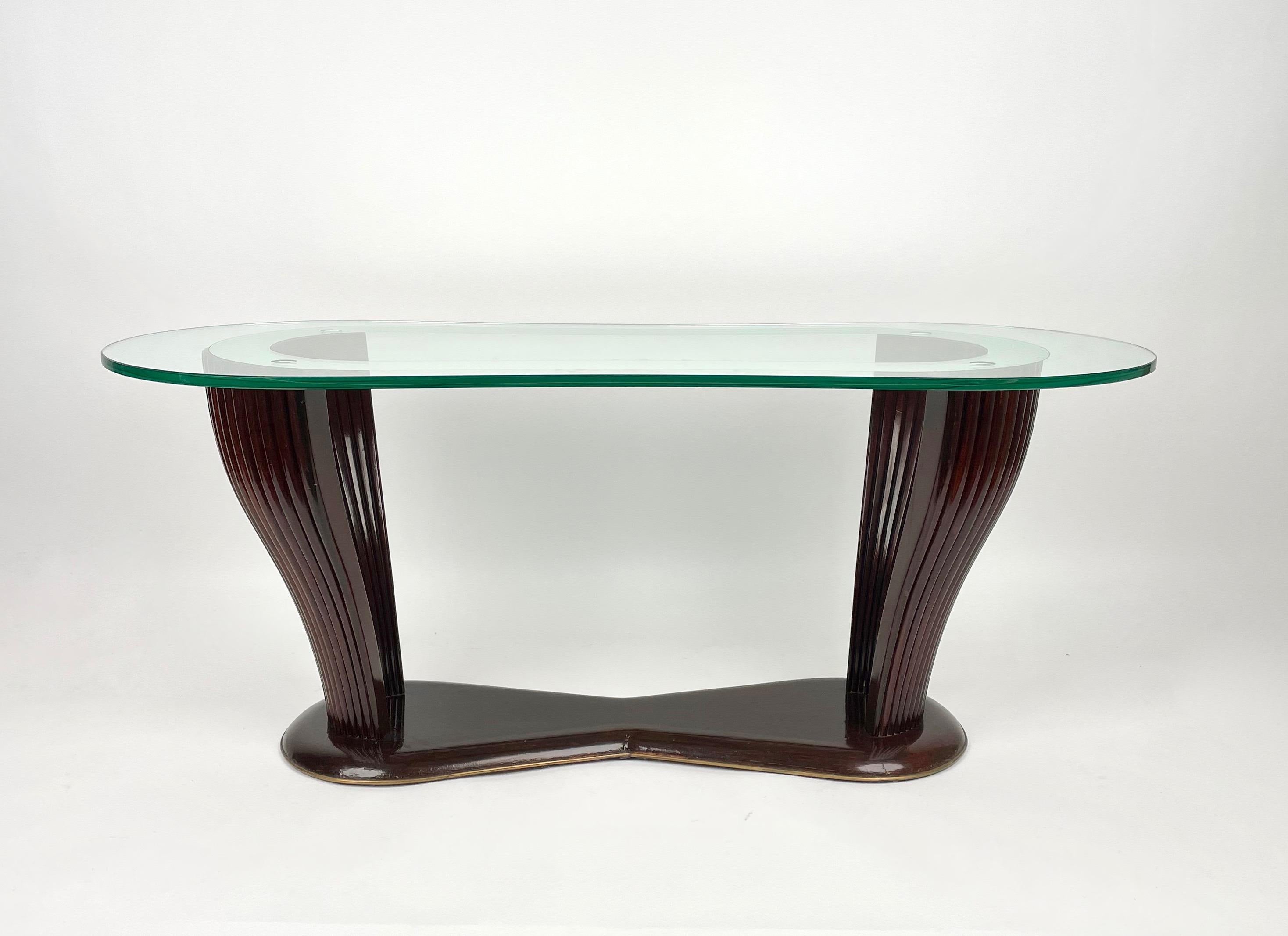 Mid-Century Modern Coffee Table Wood and Glass Vittorio Dassi & Santambrogio & De Berti Italy 1950s For Sale