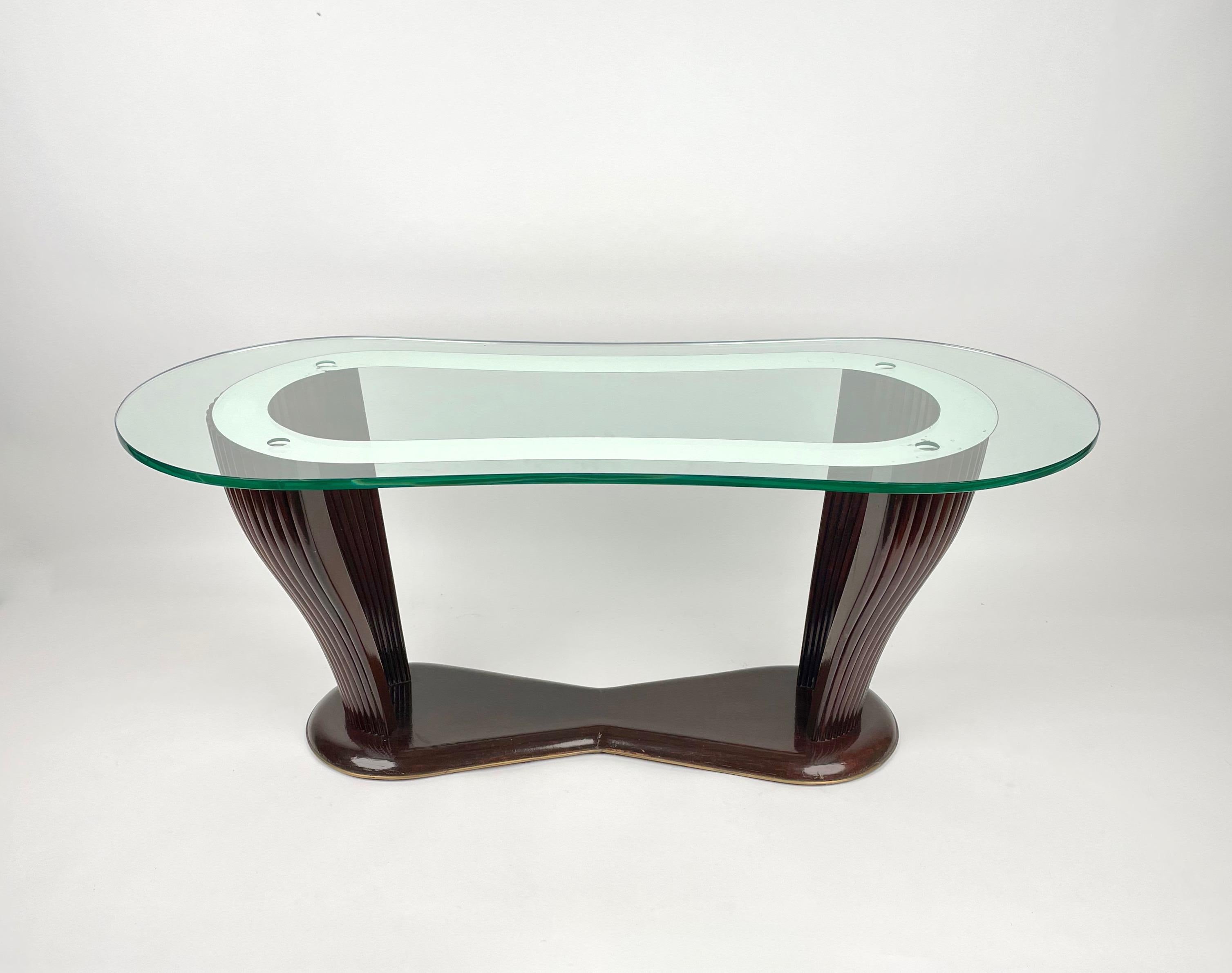 Coffee Table Wood and Glass Vittorio Dassi & Santambrogio & De Berti Italy 1950s In Good Condition For Sale In Rome, IT