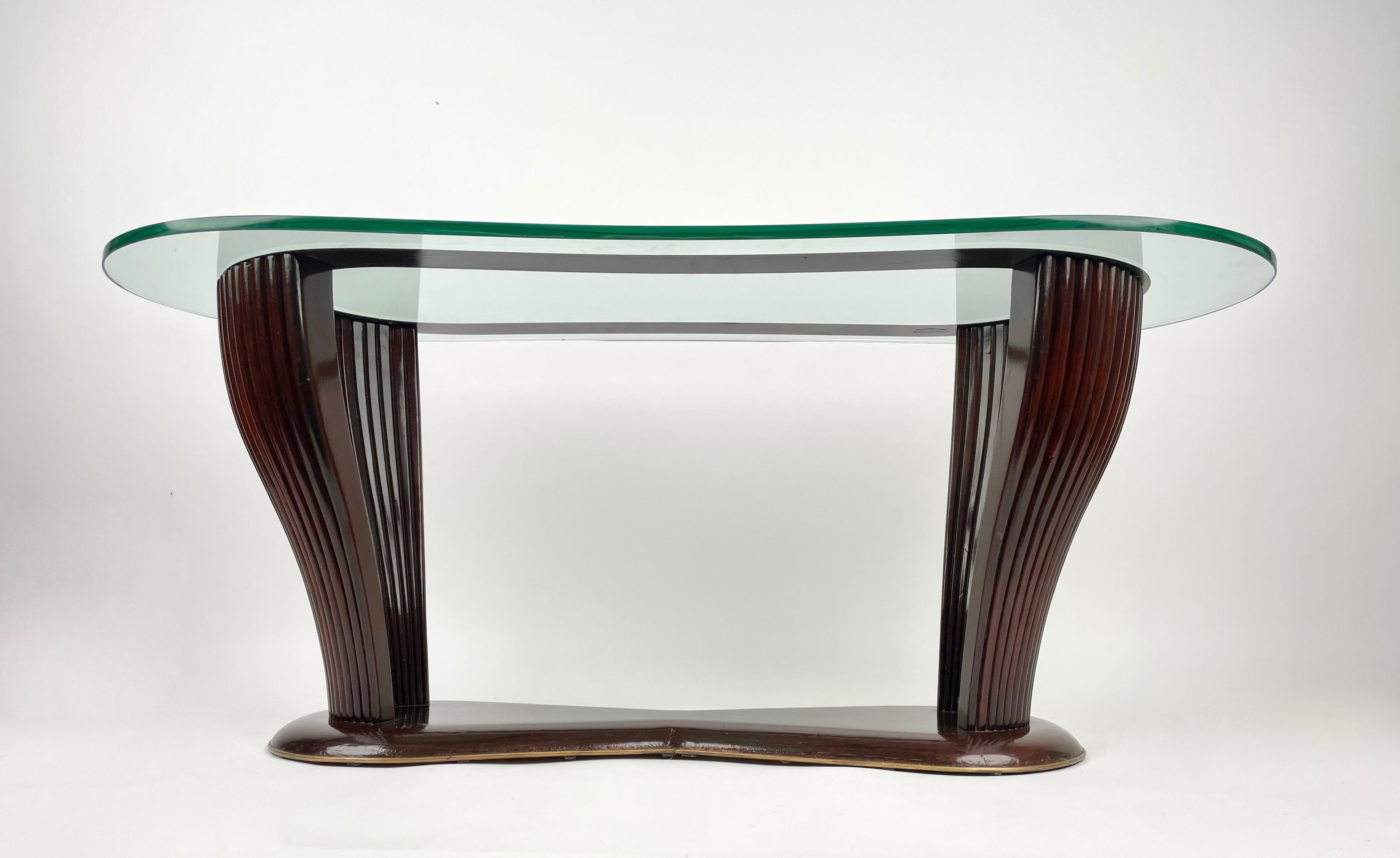Mid-20th Century Coffee Table Wood and Glass Vittorio Dassi & Santambrogio & De Berti Italy 1950s For Sale