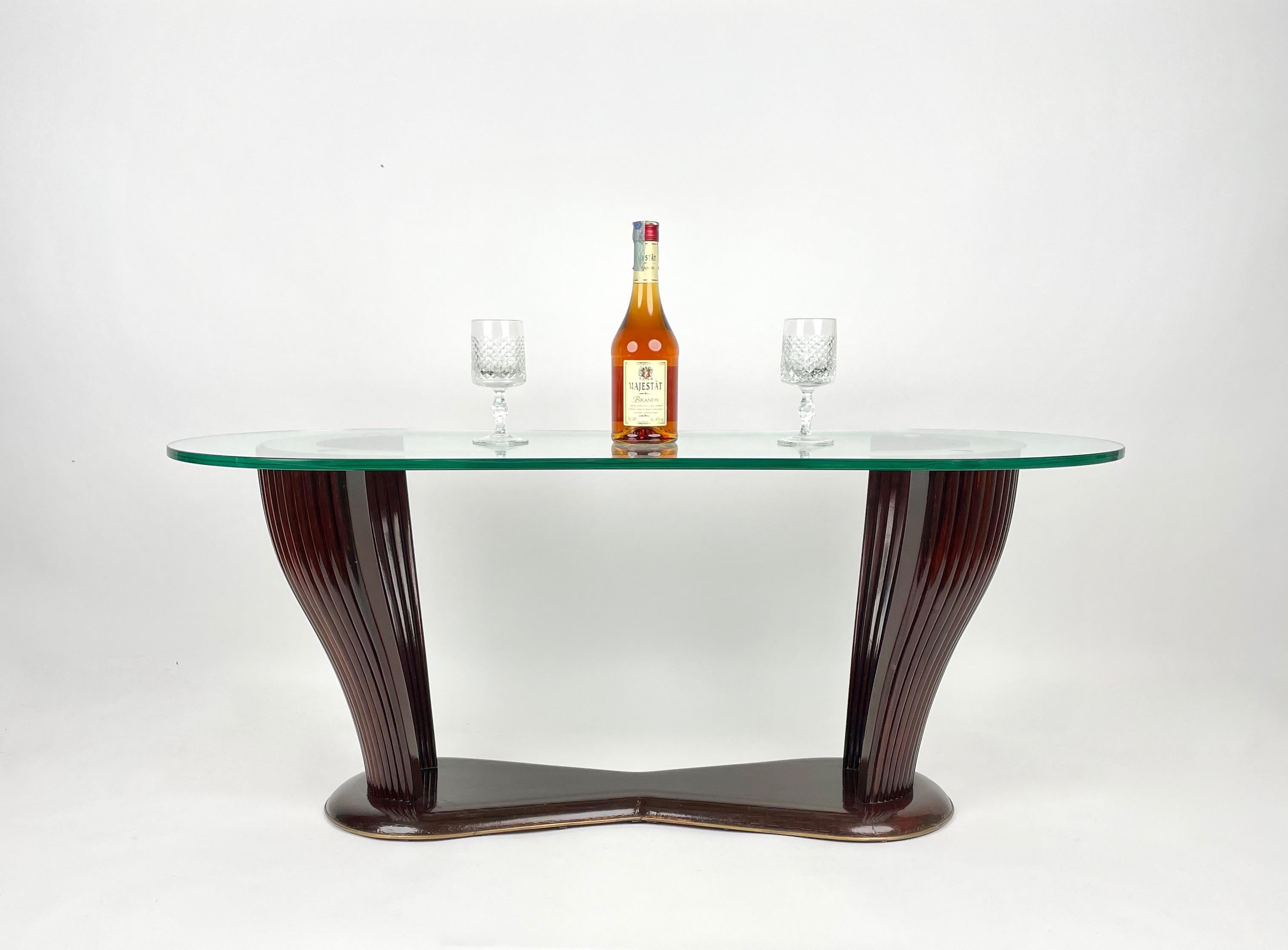 Coffee Table Wood and Glass Vittorio Dassi & Santambrogio & De Berti Italy 1950s For Sale 2