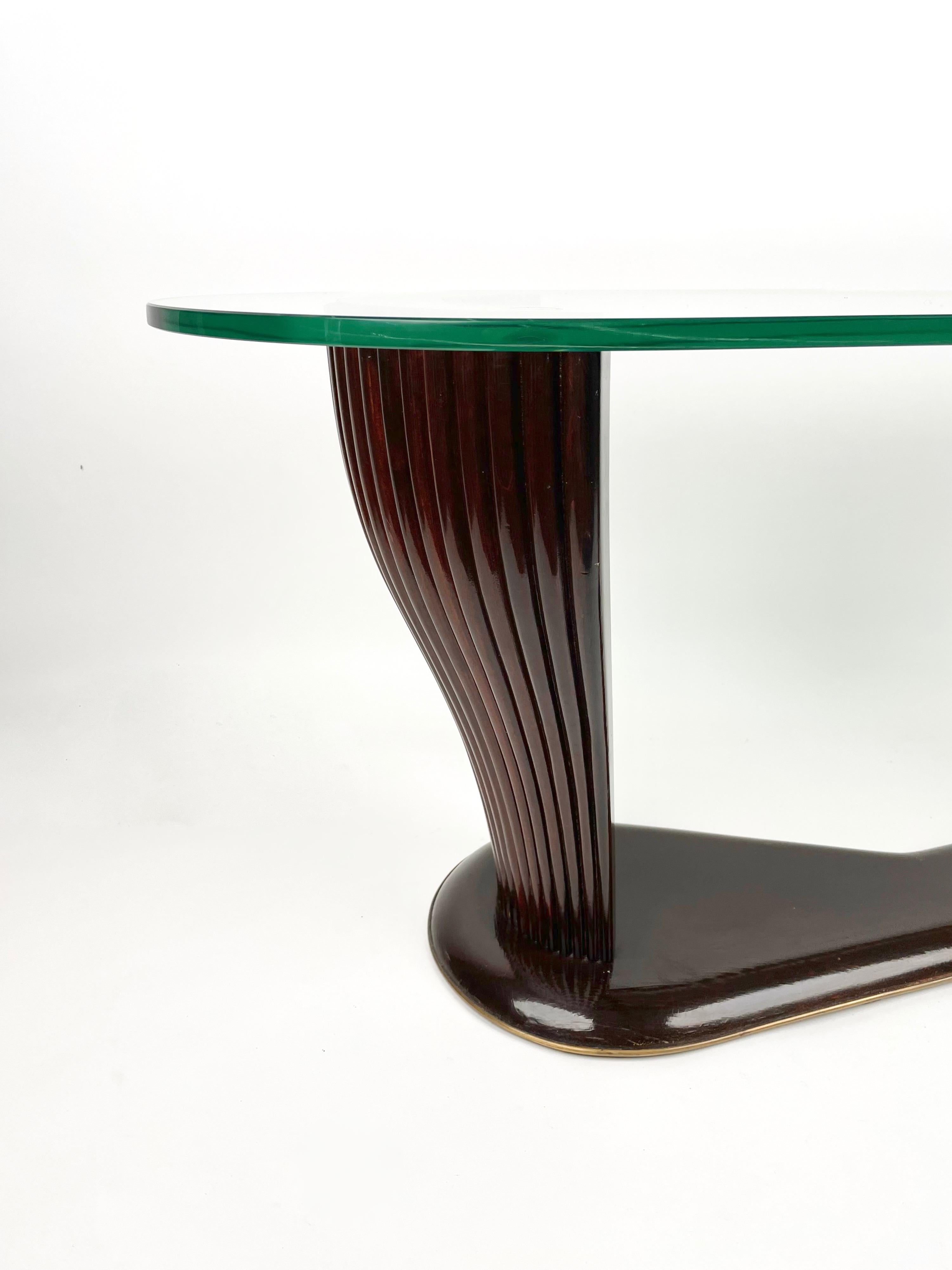 Coffee Table Wood and Glass Vittorio Dassi & Santambrogio & De Berti Italy 1950s For Sale 3