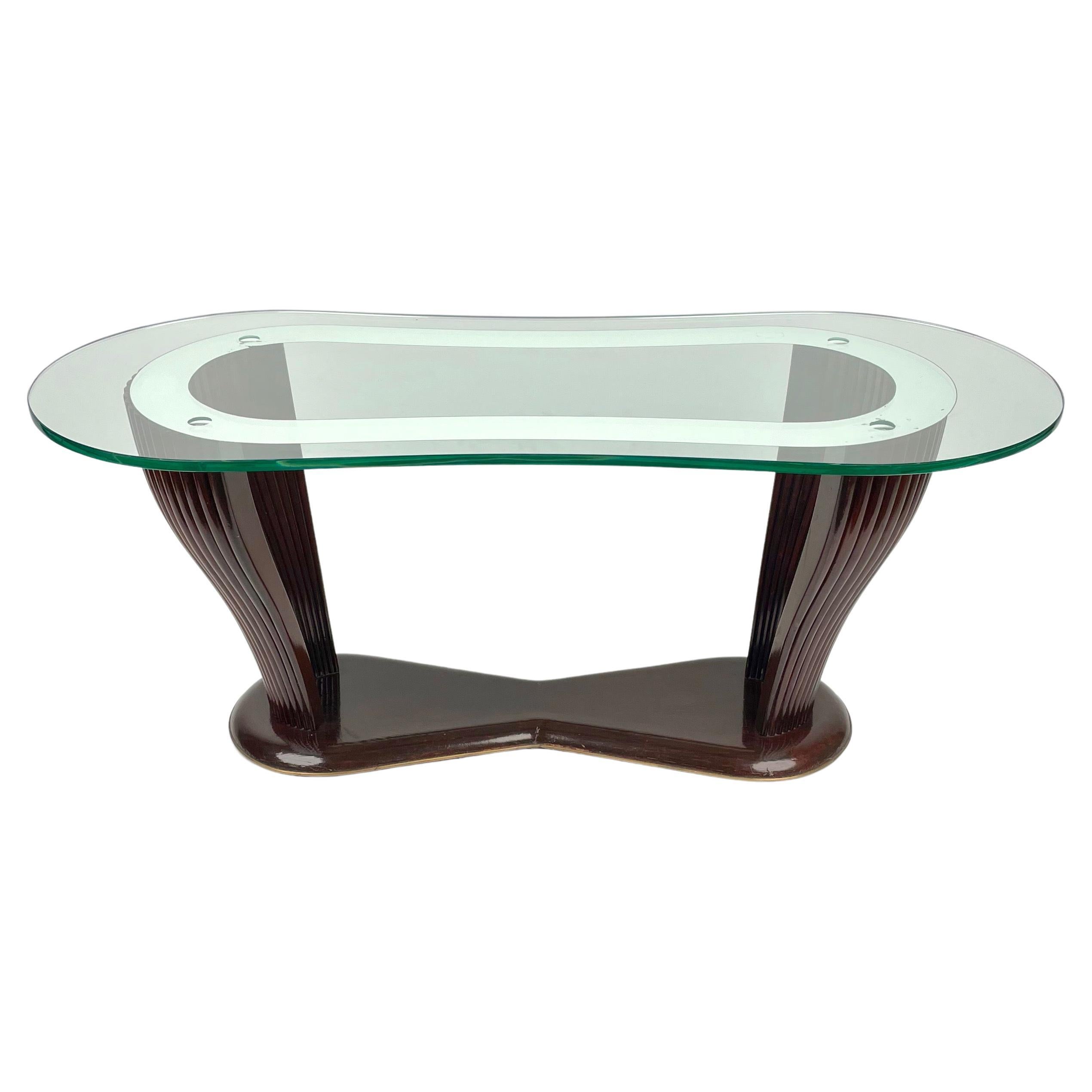 Coffee Table Wood and Glass Vittorio Dassi & Santambrogio & De Berti Italy 1950s