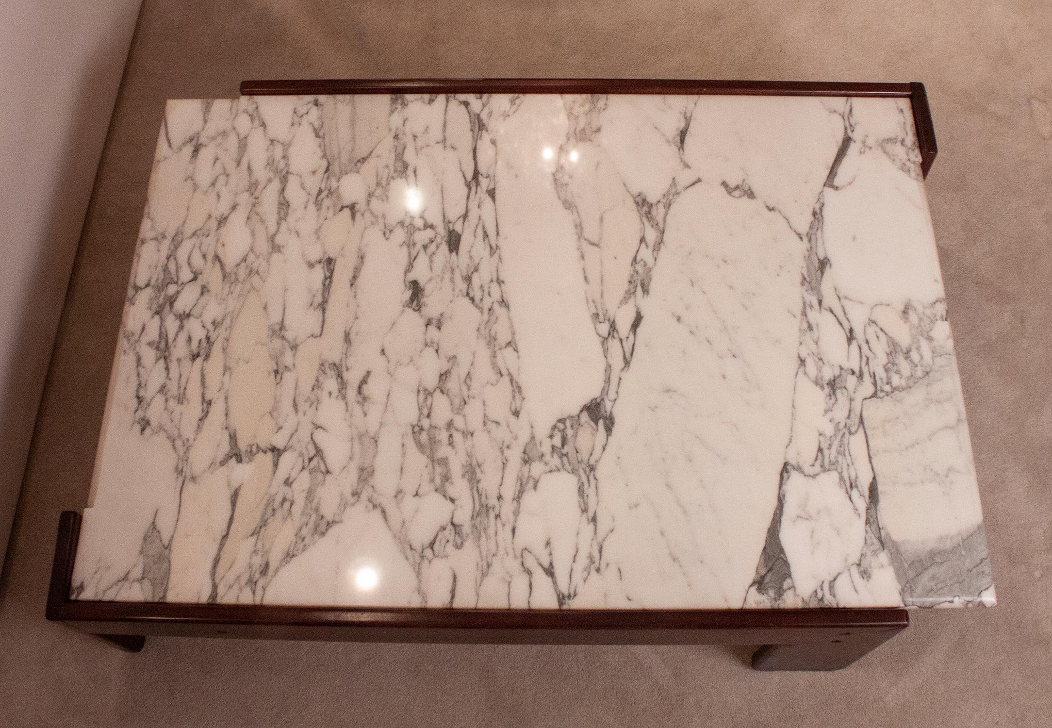 Mid-Century Modern Coffee Table, Wood and Marble Designed by Antonio Moragas, Spain, 1970's