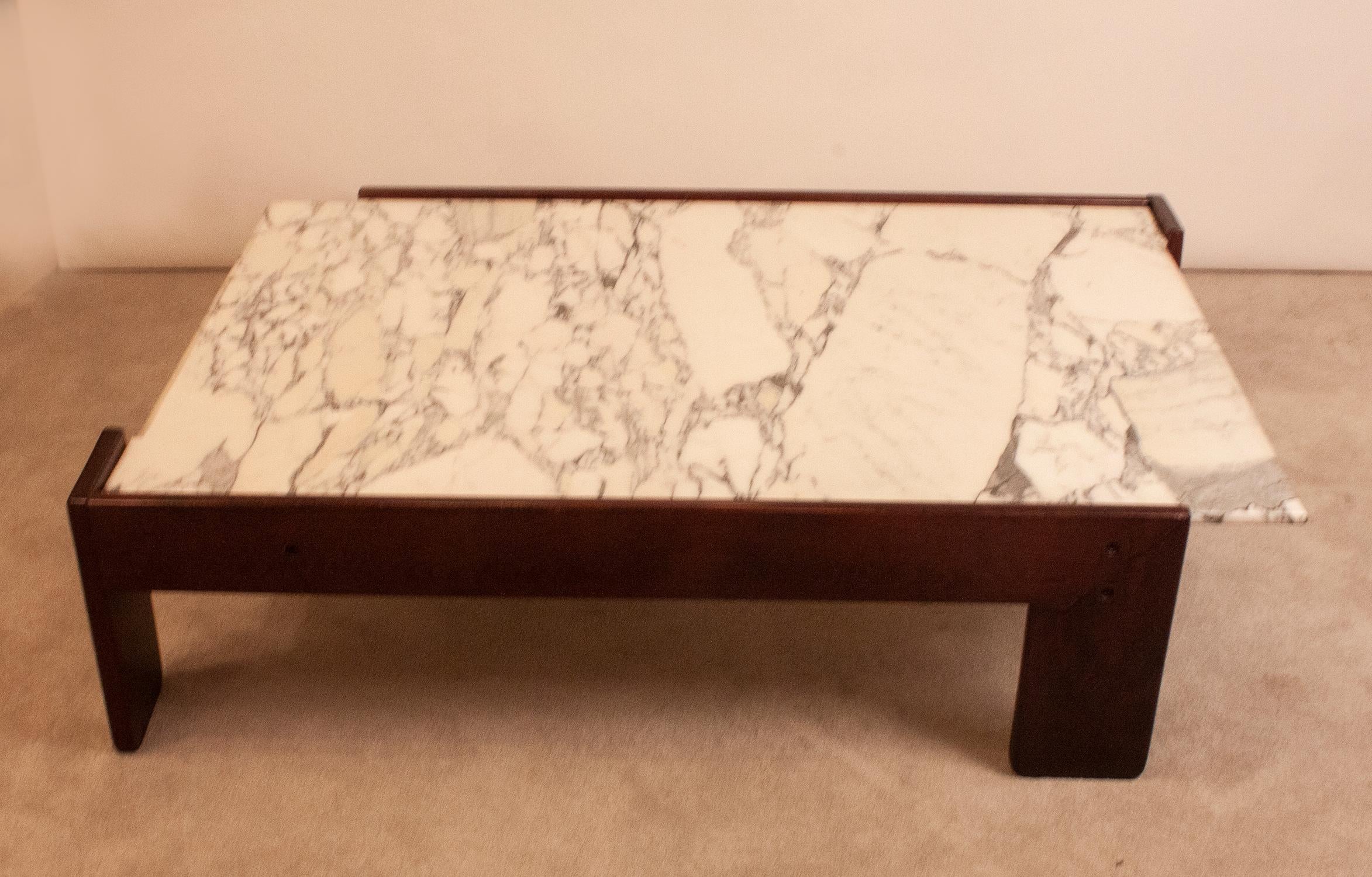 Coffee Table, Wood and Marble Designed by Antonio Moragas, Spain, 1970's In Good Condition For Sale In Barcelona, Cataluna