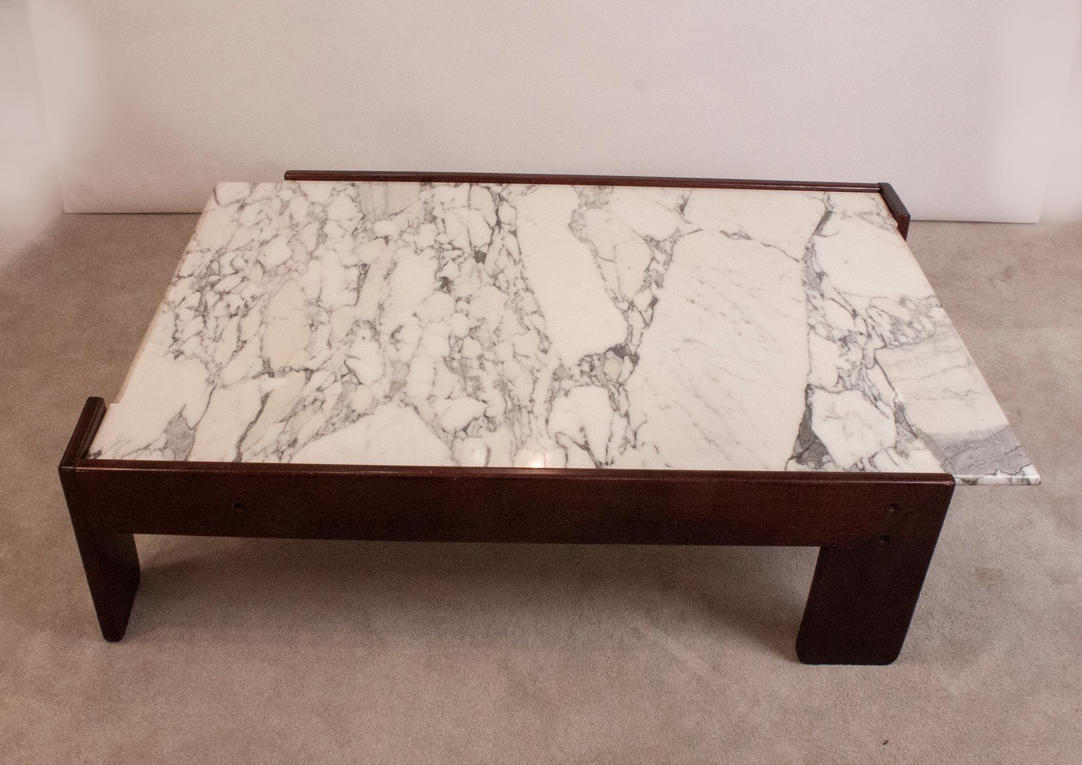 Coffee Table, Wood and Marble Designed by Antonio Moragas, Spain, 1970's For Sale 1