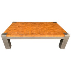 Used Coffee Table Wood Cube and Metal, France, 1970s