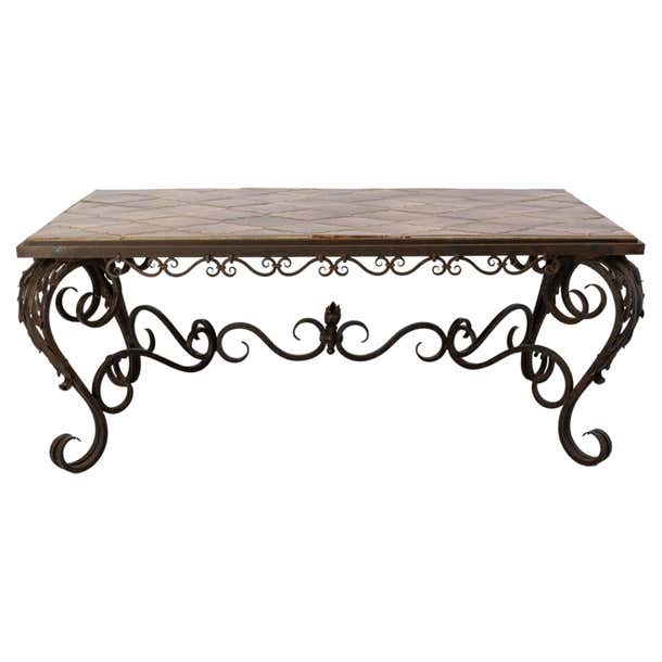 Wrought Tea Table Coffee Table Wrought Iron and Ceramic Top French, circa 1960 For Sale ...