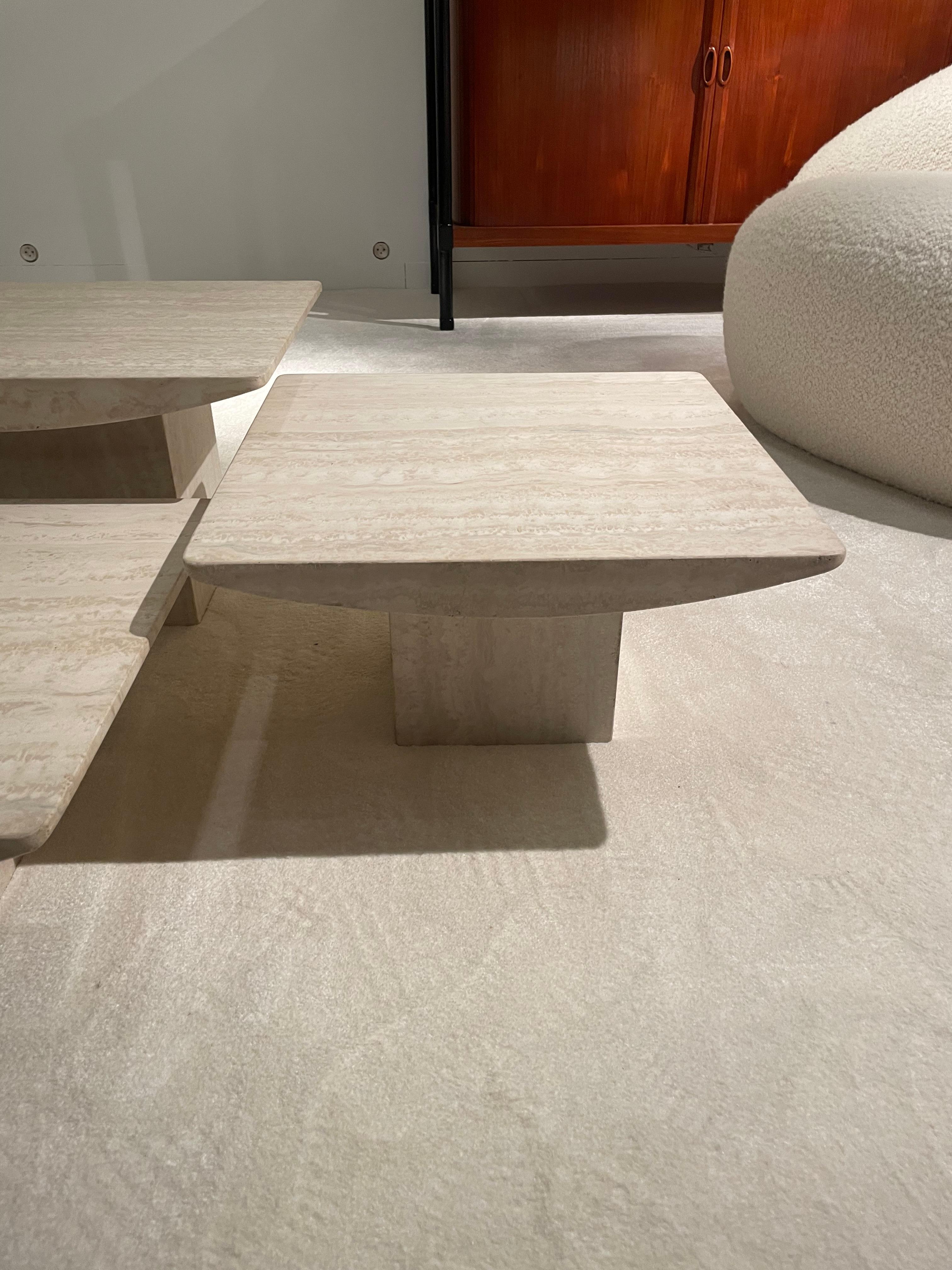 Travertine coffee tables from 1970.
 