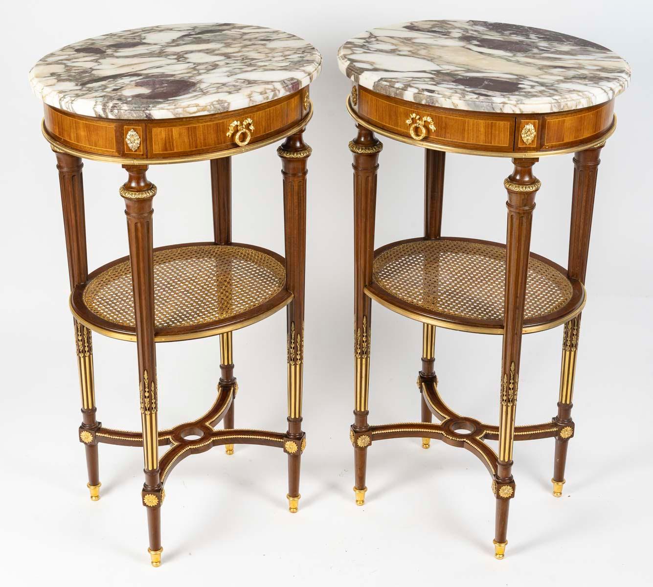 Gilt Coffee Tables, End Tables or Bedside Tables, Louis XVI Style, 19th Century.