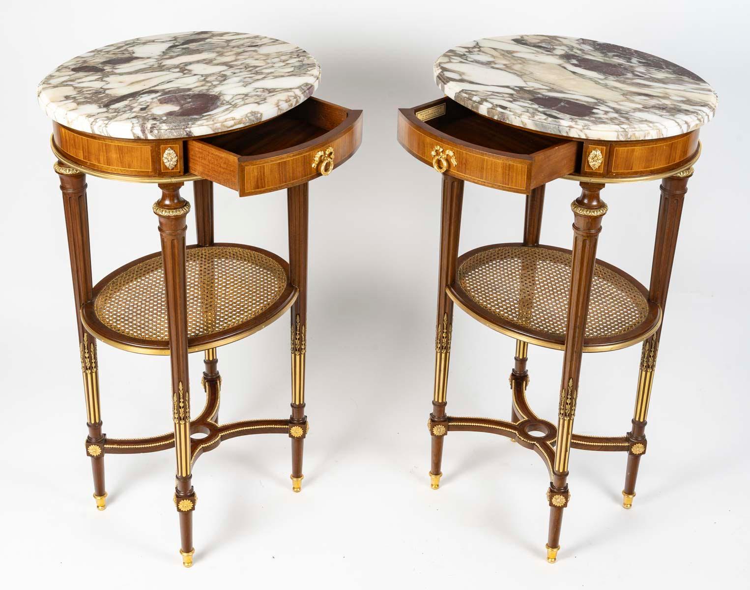 Bronze Coffee Tables, End Tables or Bedside Tables, Louis XVI Style, 19th Century.