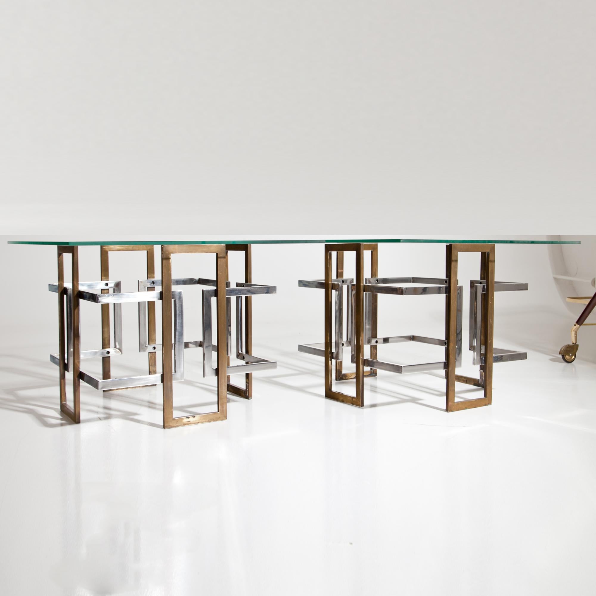 Brass Coffee Tables, in the Style of Romeo Rega, Italy 1970s