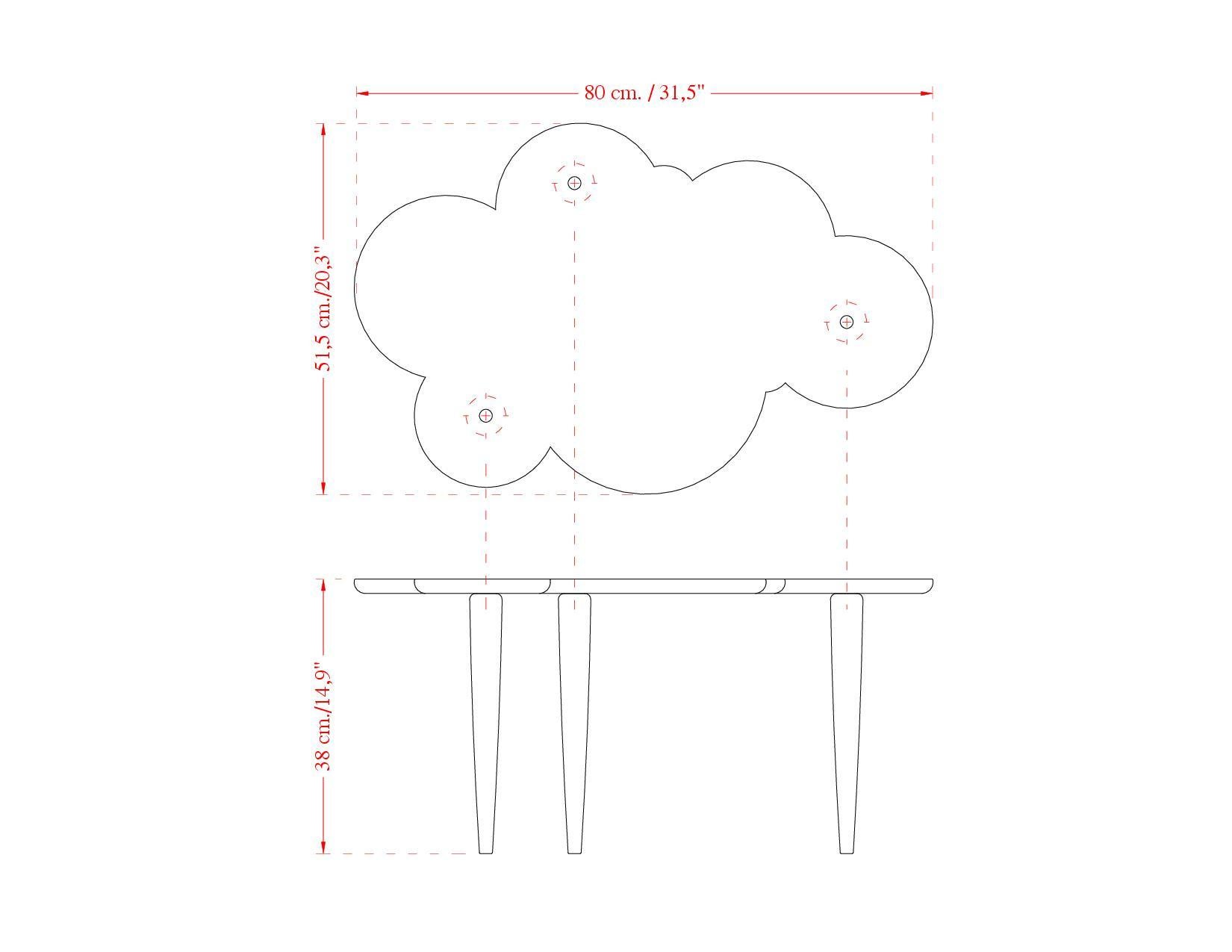 Coffee Tables Pink Scagliola Artistic Top Cloud Shape White Wooden Legs Handmade 1