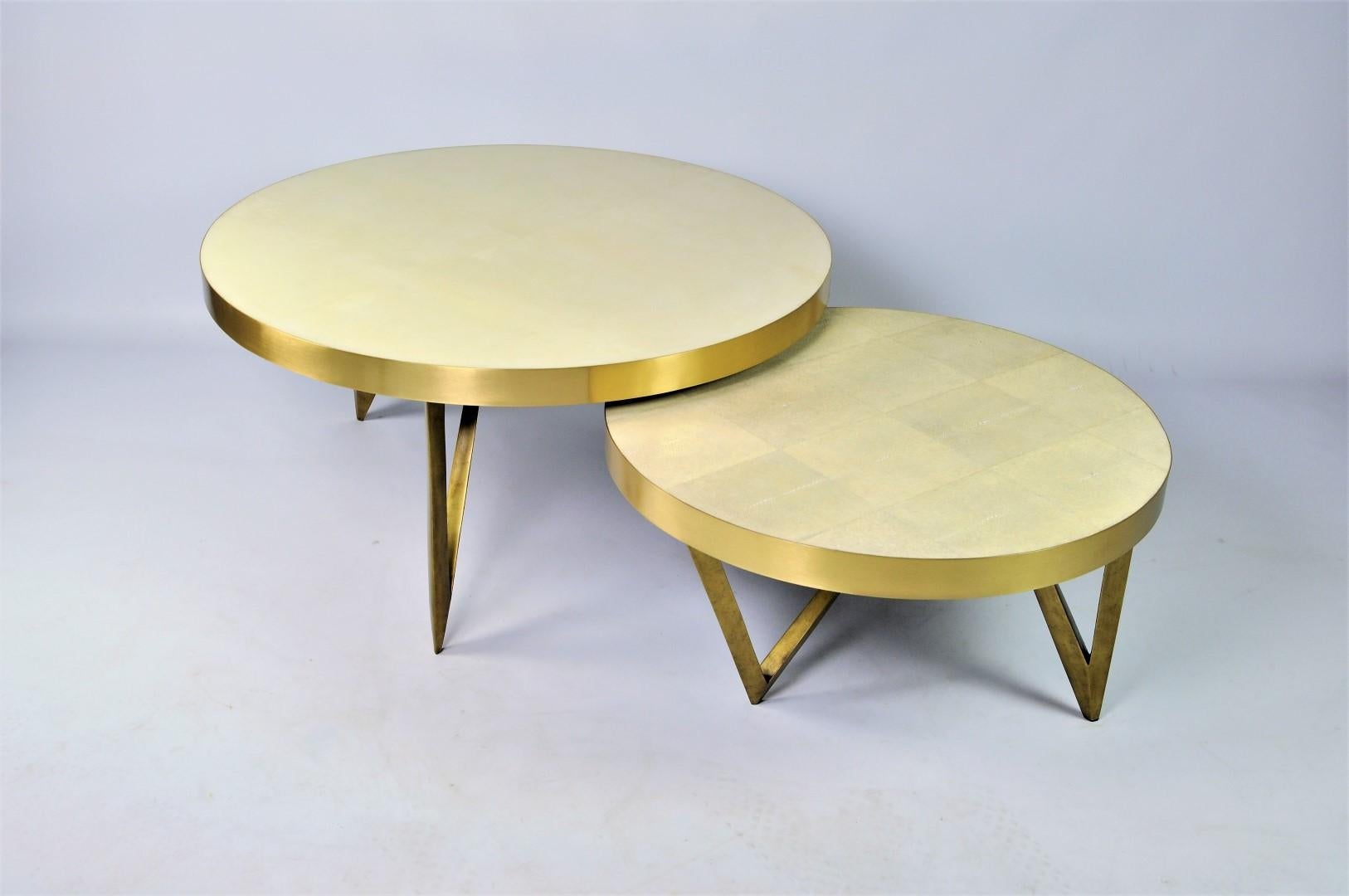 Coffee Tables Reef in Shell, Gilded Fiber and Genuine Shagreen by Ginger Brown 2