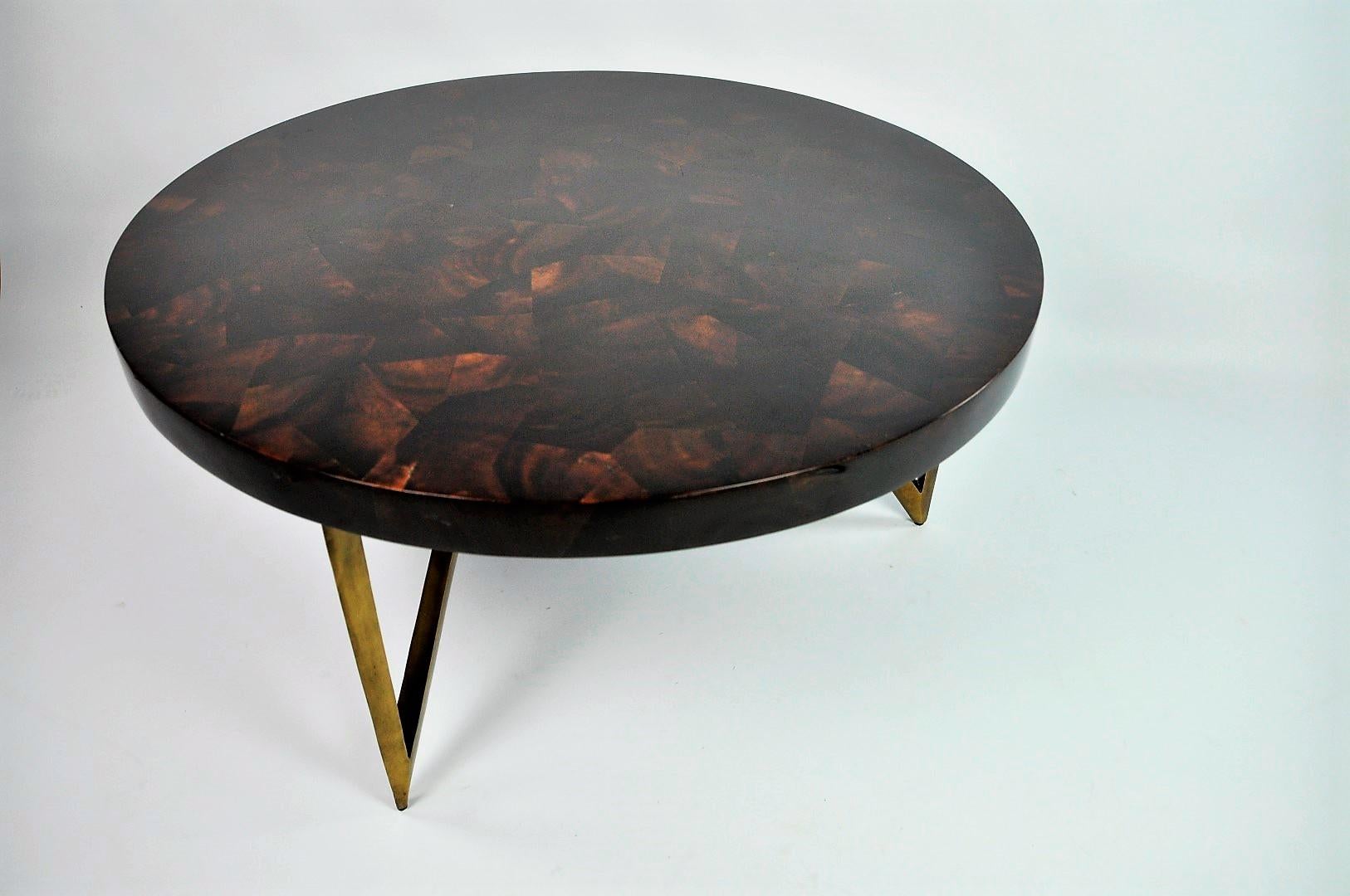 Modern Coffee Tables Reef in Shell, Gilded Fiber and Genuine Shagreen by Ginger Brown