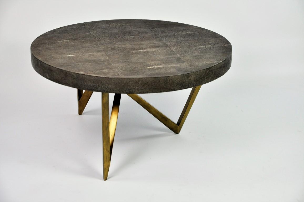 Hand-Crafted Coffee Tables Reef in Shell, Gilded Fiber and Genuine Shagreen by Ginger Brown