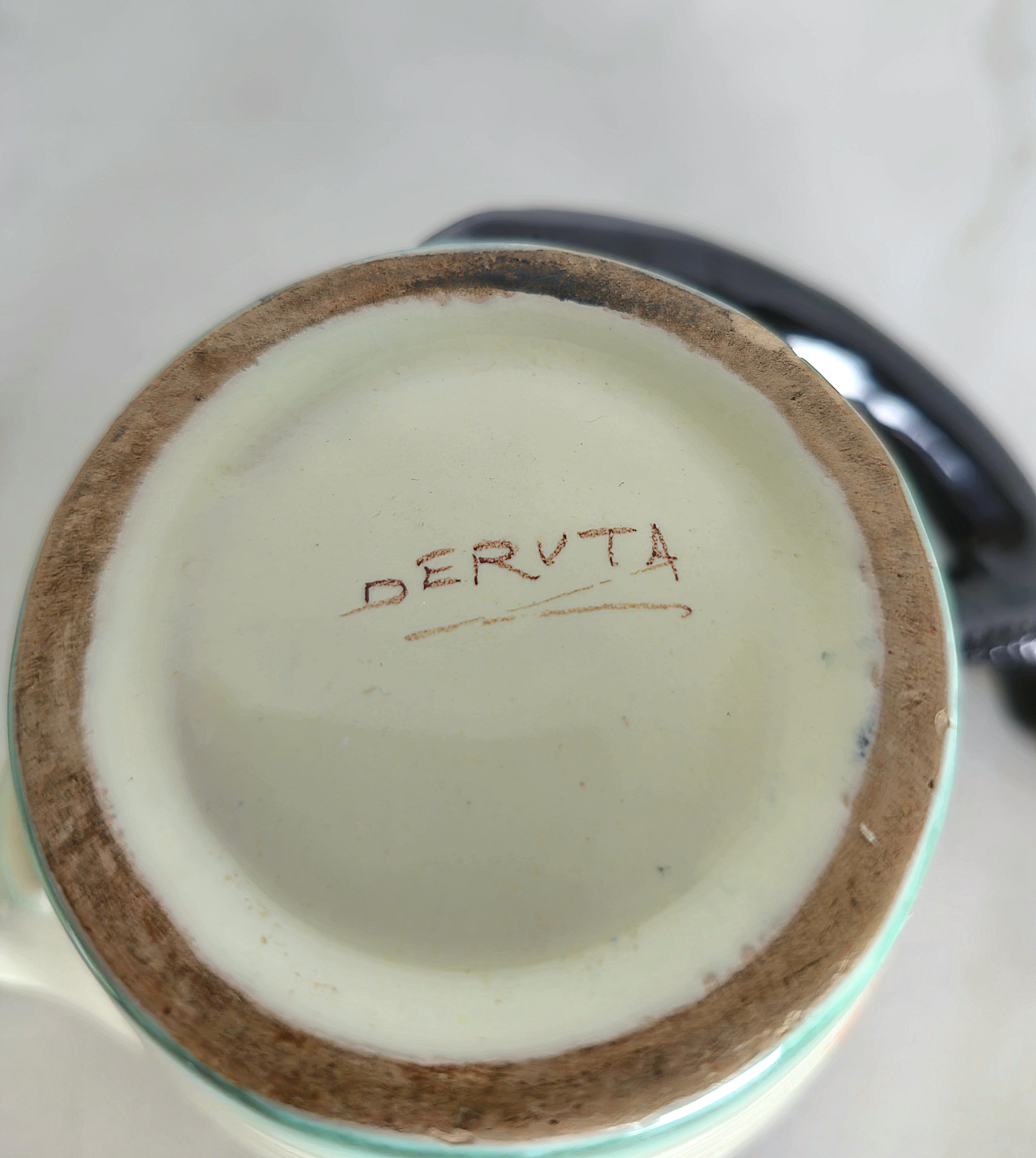 Coffee Tea Service Ceramic Deruta Art Deco Italian Design 1930s Set of 9 In Good Condition For Sale In Palermo, IT