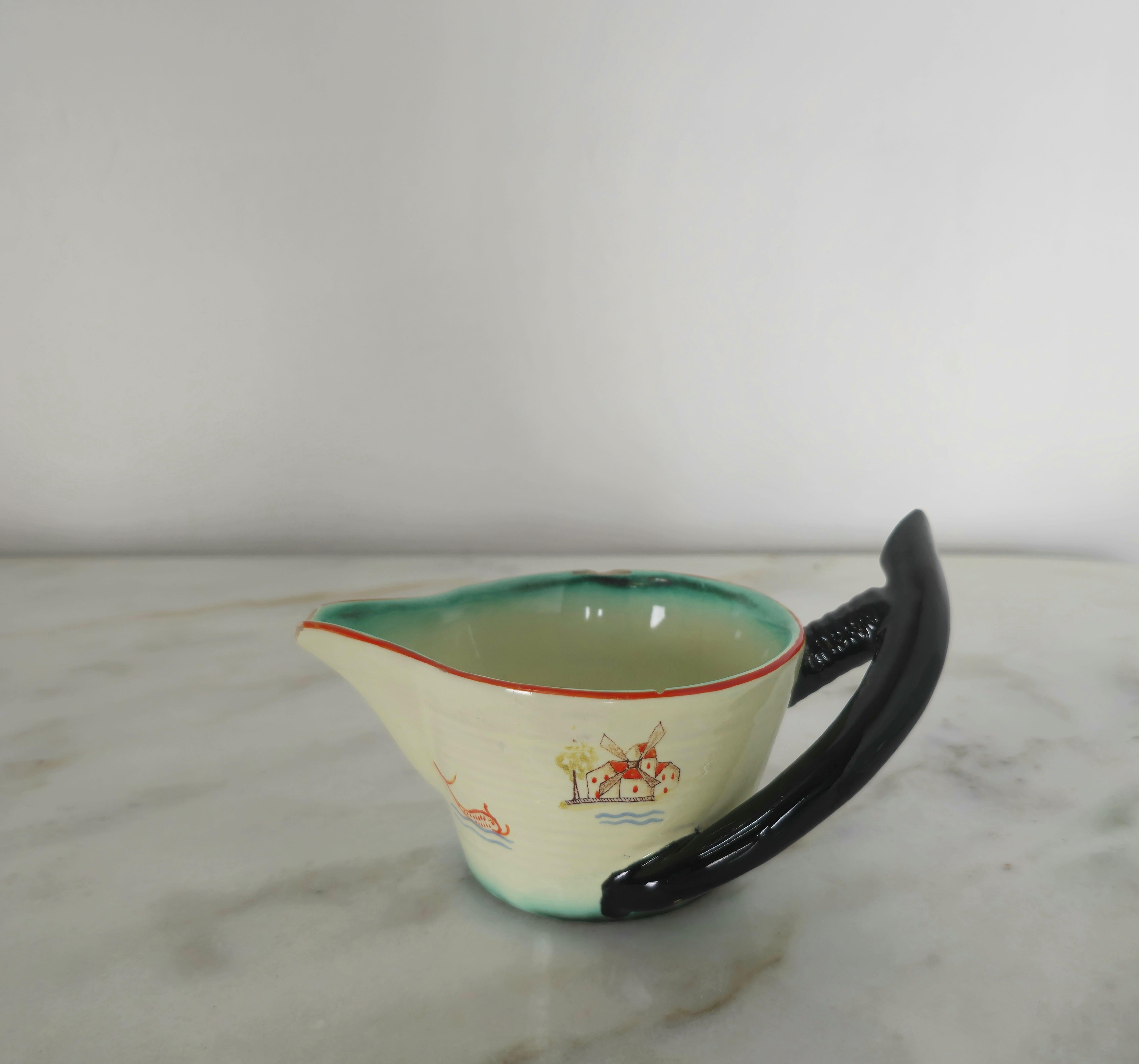 20th Century Coffee Tea Service Ceramic Deruta Art Deco Italian Design 1930s Set of 9 For Sale