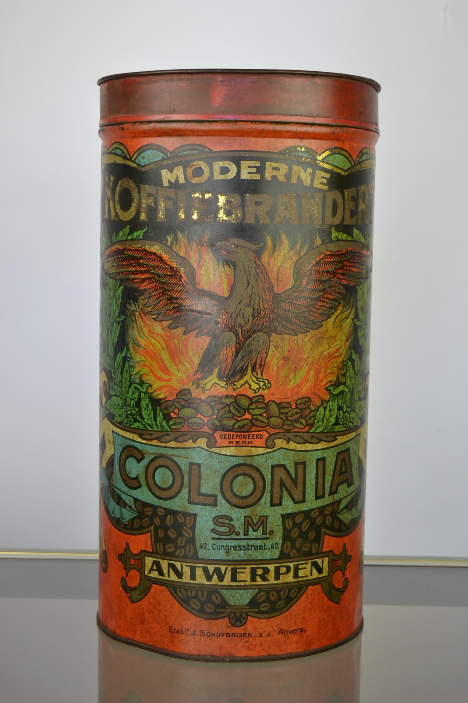 Coffee Tin from Antwerp with Eagle, Belgium, Early 20th Century For Sale 3