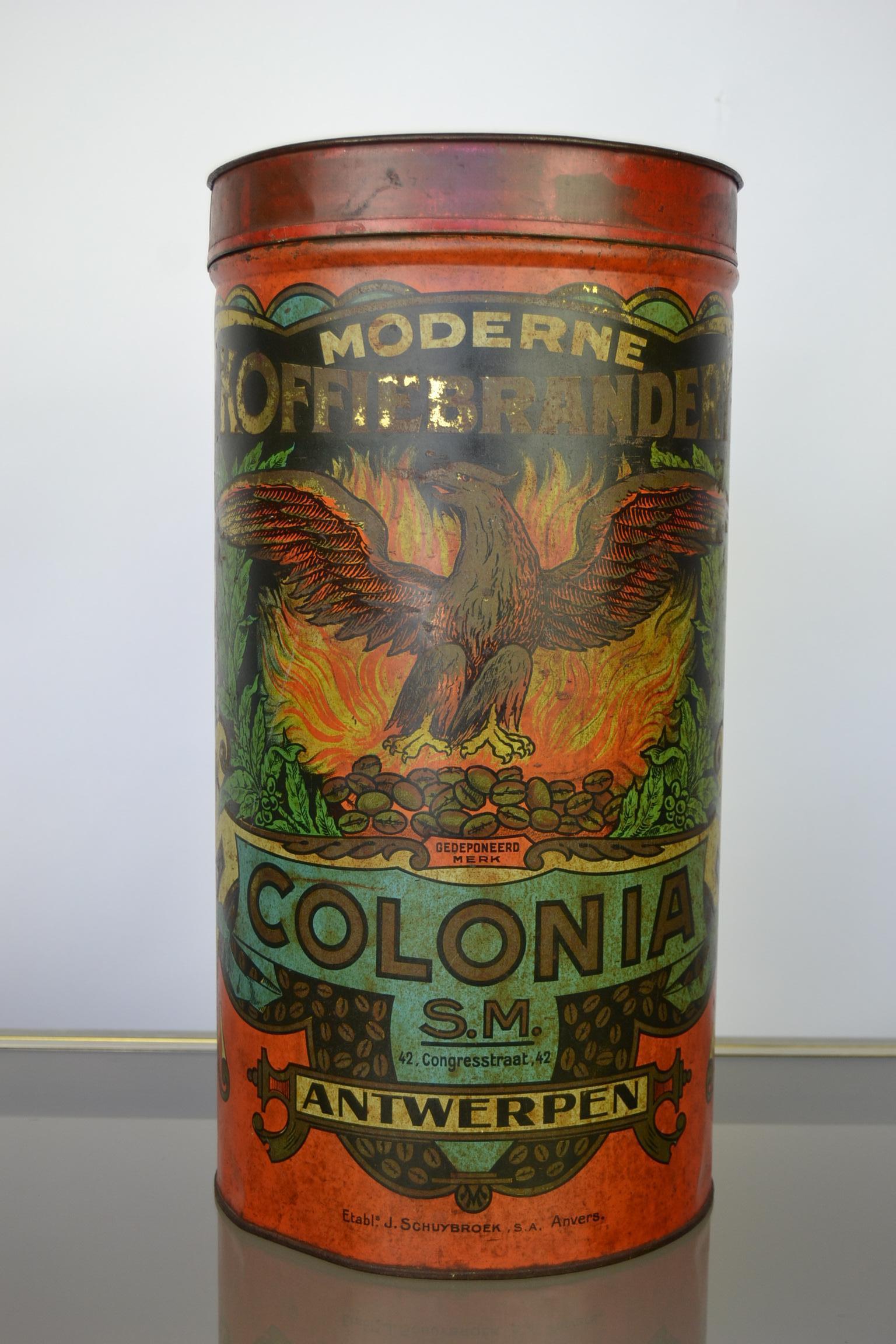 Coffee Tin from Antwerp with Eagle, Belgium, Early 20th Century For Sale 7