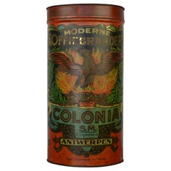 Coffee Tin from Antwerp with Eagle, Belgium, Early 20th Century