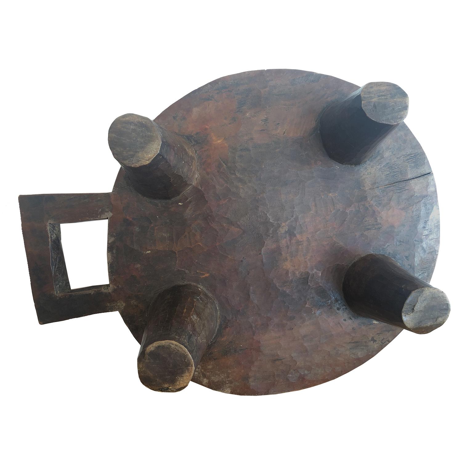 Tribal African Carved Wooden Coffee Tray from the Gurage Zone in Ethiopia For Sale