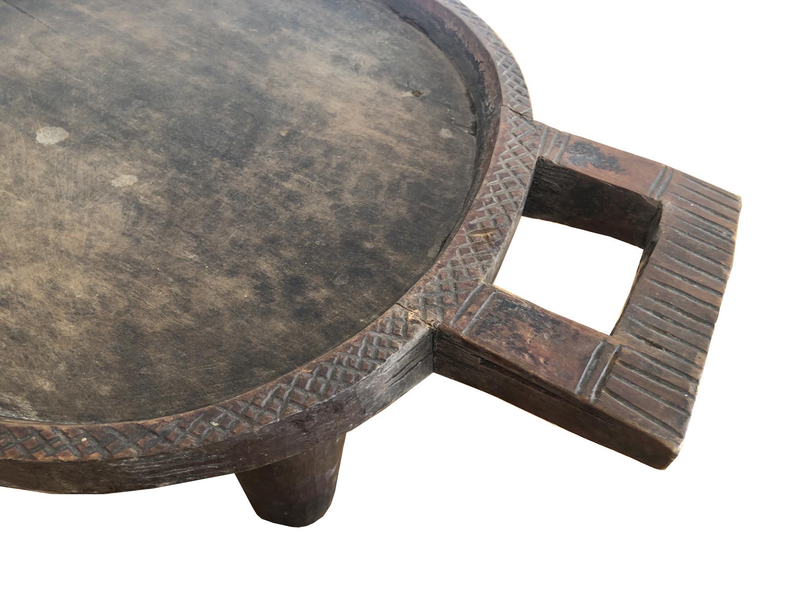 Ethiopian African Carved Wooden Coffee Tray from the Gurage Zone in Ethiopia For Sale