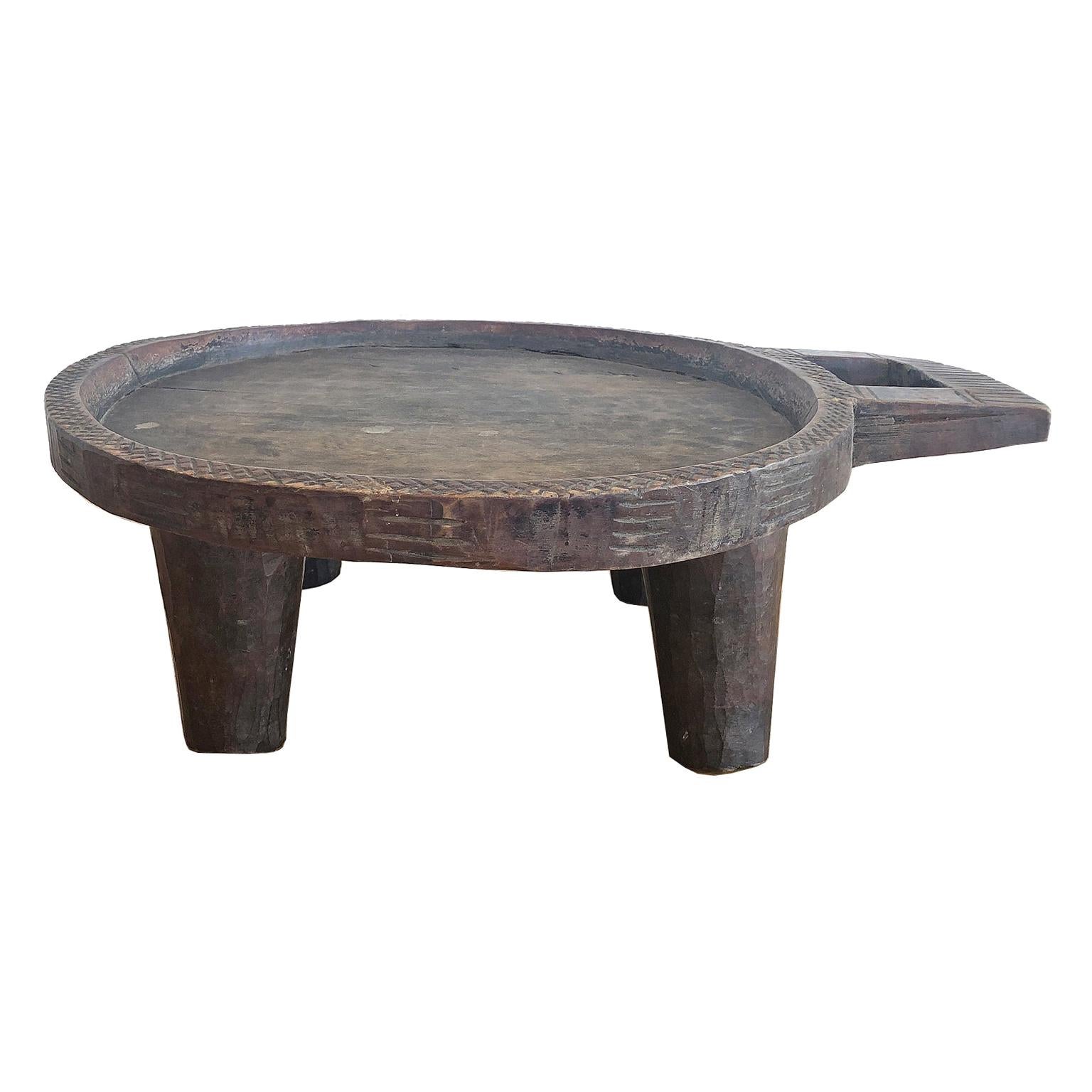 African Carved Wooden Coffee Tray from the Gurage Zone in Ethiopia For Sale