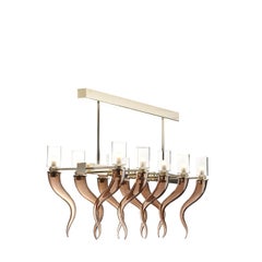 Coffee Venetian Glass Rectangular Chandelier