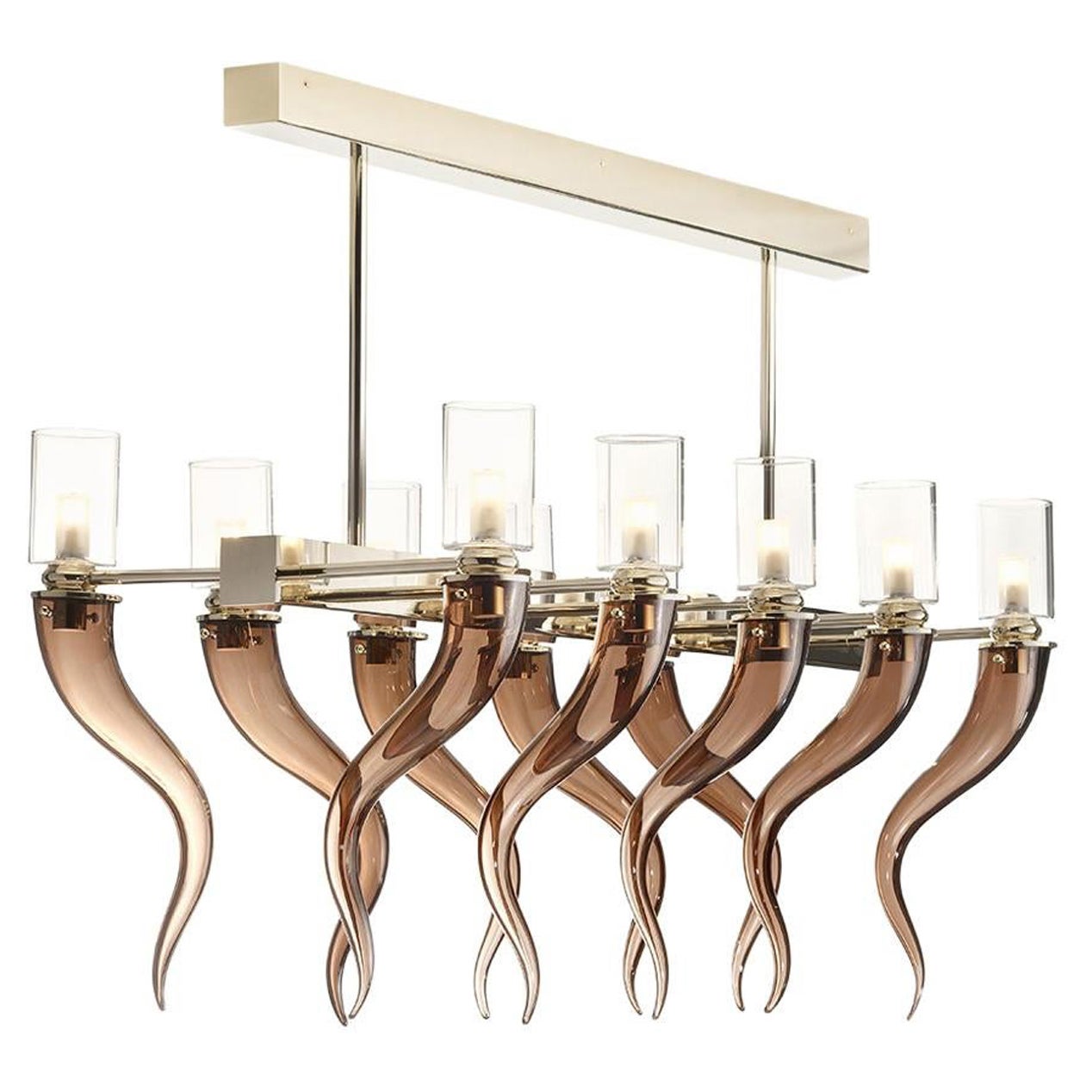 Coffee Venetian Glass Rectangular Chandelier