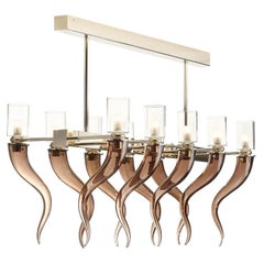 Coffee Venetian Glass Rectangular Chandelier