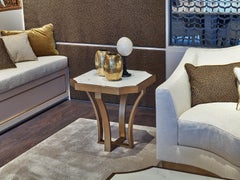 Coffee with Table Metal Frame Distressed Paint Finish Top Calacatta Gold Marble